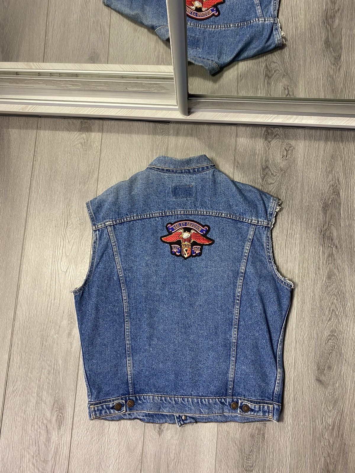 Levi's × Vintage Vintage Custom 90s Levis & Harley Davidson Denim Logo Vest Size US S / EU 44-46 / 1 - 7 Thumbnail