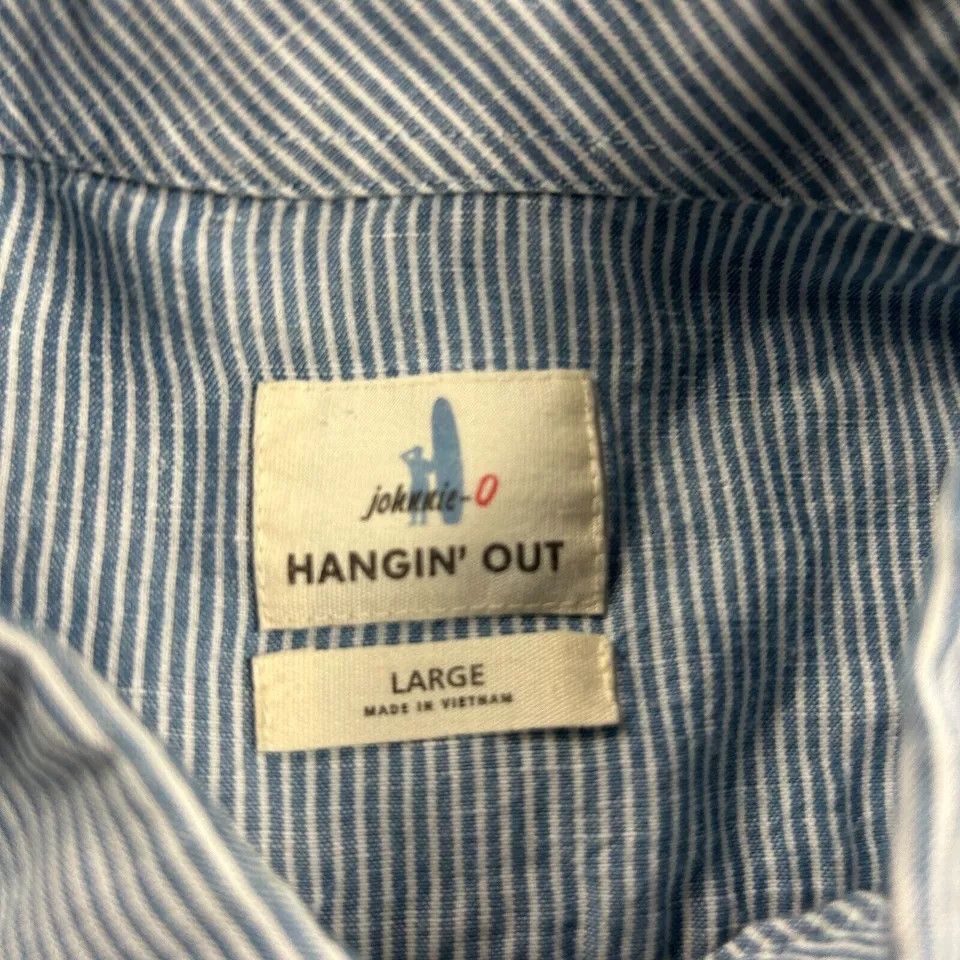 johnnie-O Johnnie-O Shirt Mens Large Button Up Striped Blue Hangin Out Size US L / EU 52-54 / 3 - 3 Thumbnail