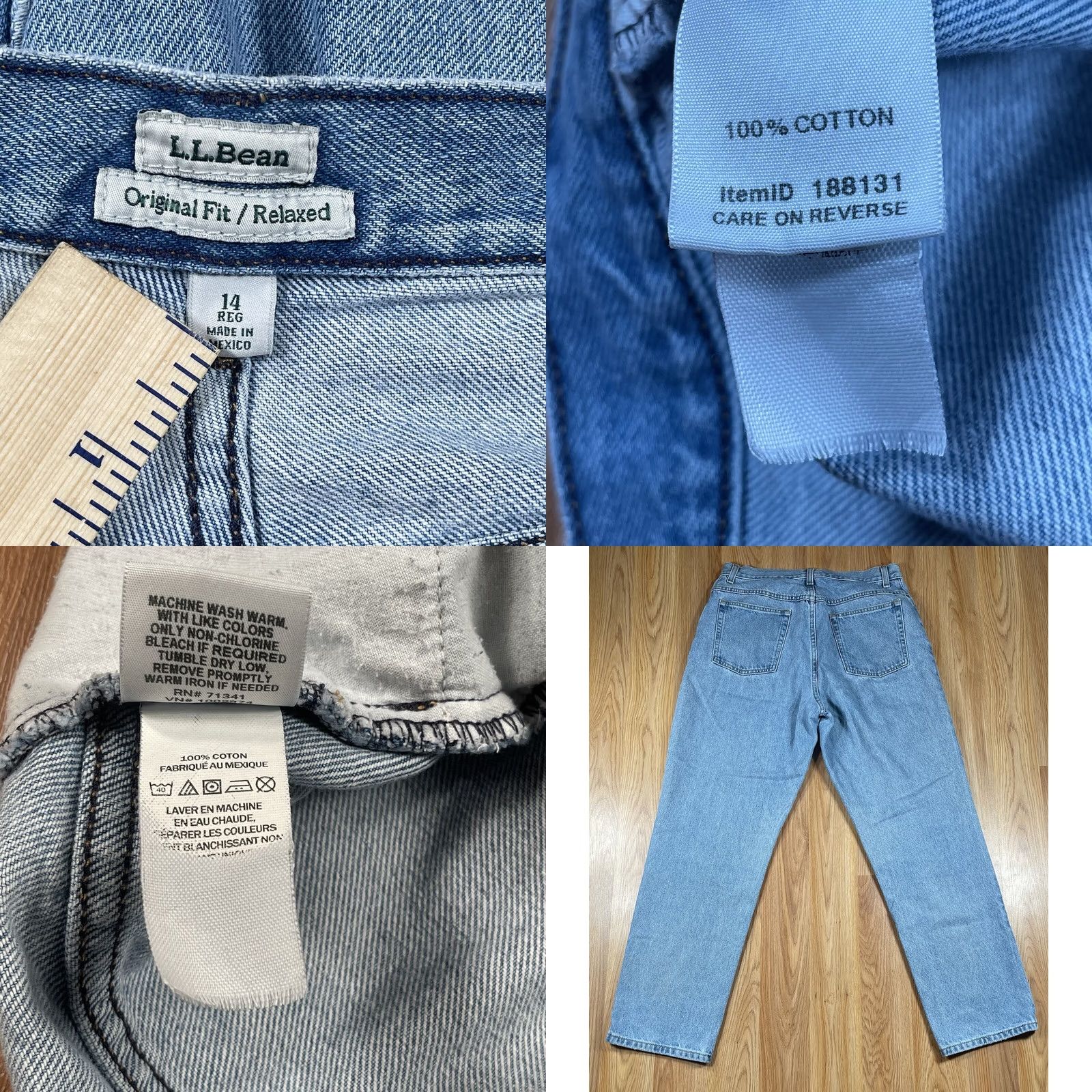 Vintage VINTAGE LL Bean Original Fit Relaxed Blue Wash Denim Long Jeans Womens 14 100% Cotton Size 36" / US 14 / IT 50 - 8 Thumbnail