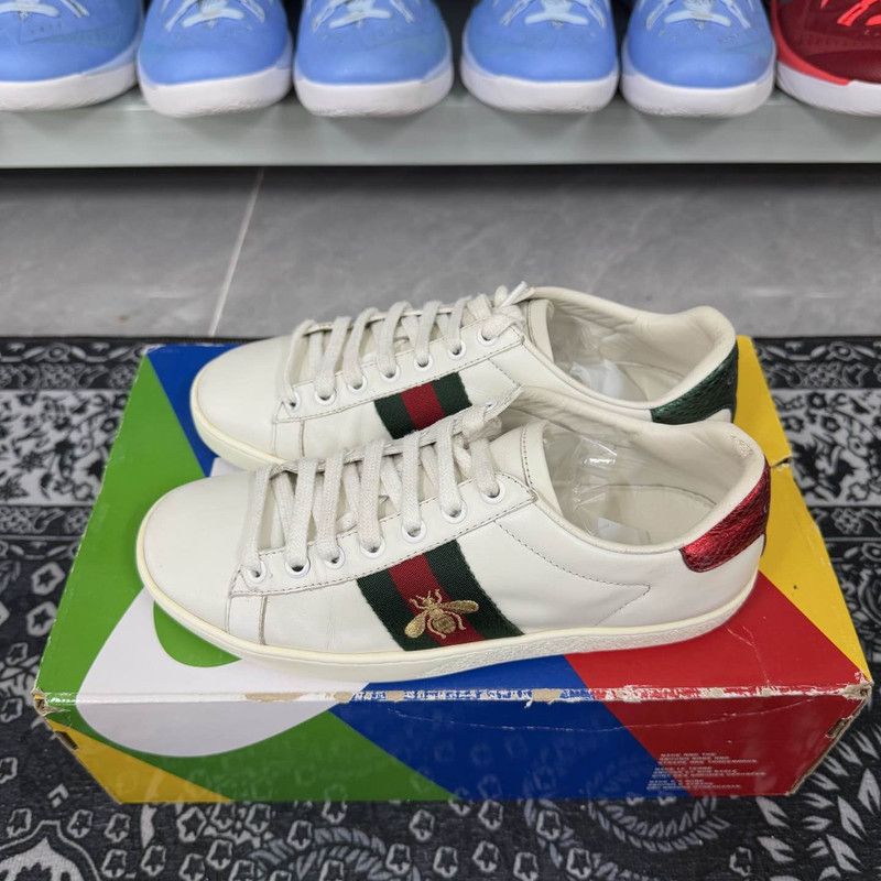 Gucci Ace White Leather Sneakers with Bee 0079