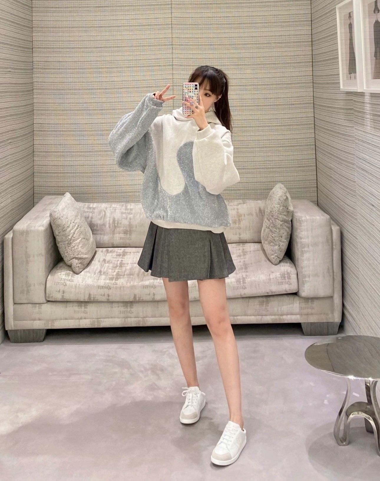 Dior Dior ERL Gray Silver Glitter Geometric Hoodie Size US M / EU 48-50 / 2 - 6 Thumbnail