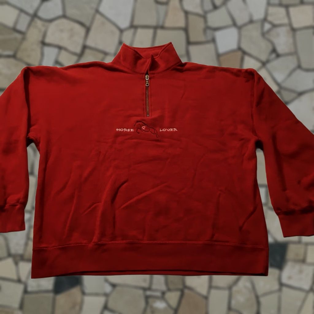 Vintage Mauve Women’s Large Sweatshirt Horse Boho Hippy 1/4 Zip Red Sweatshirt Women’s L Horse Theme Pullover Size L Size L / US 10 / IT 46 - 1 Thumbnail