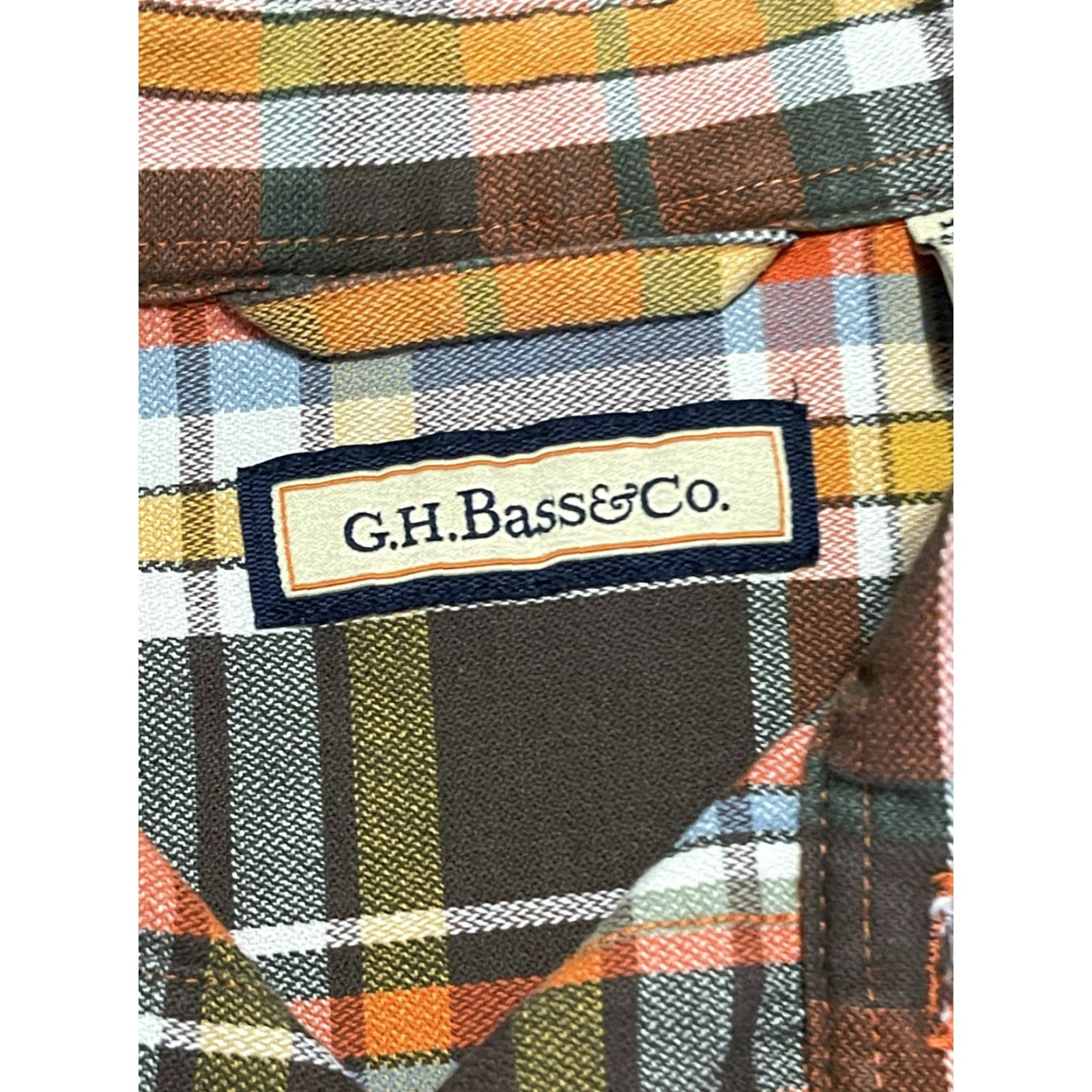 Vintage G.H. Bass & Co. Shirt Mens L Orange Green White Plaid Button Up Size US L / EU 52-54 / 3 - 7 Thumbnail