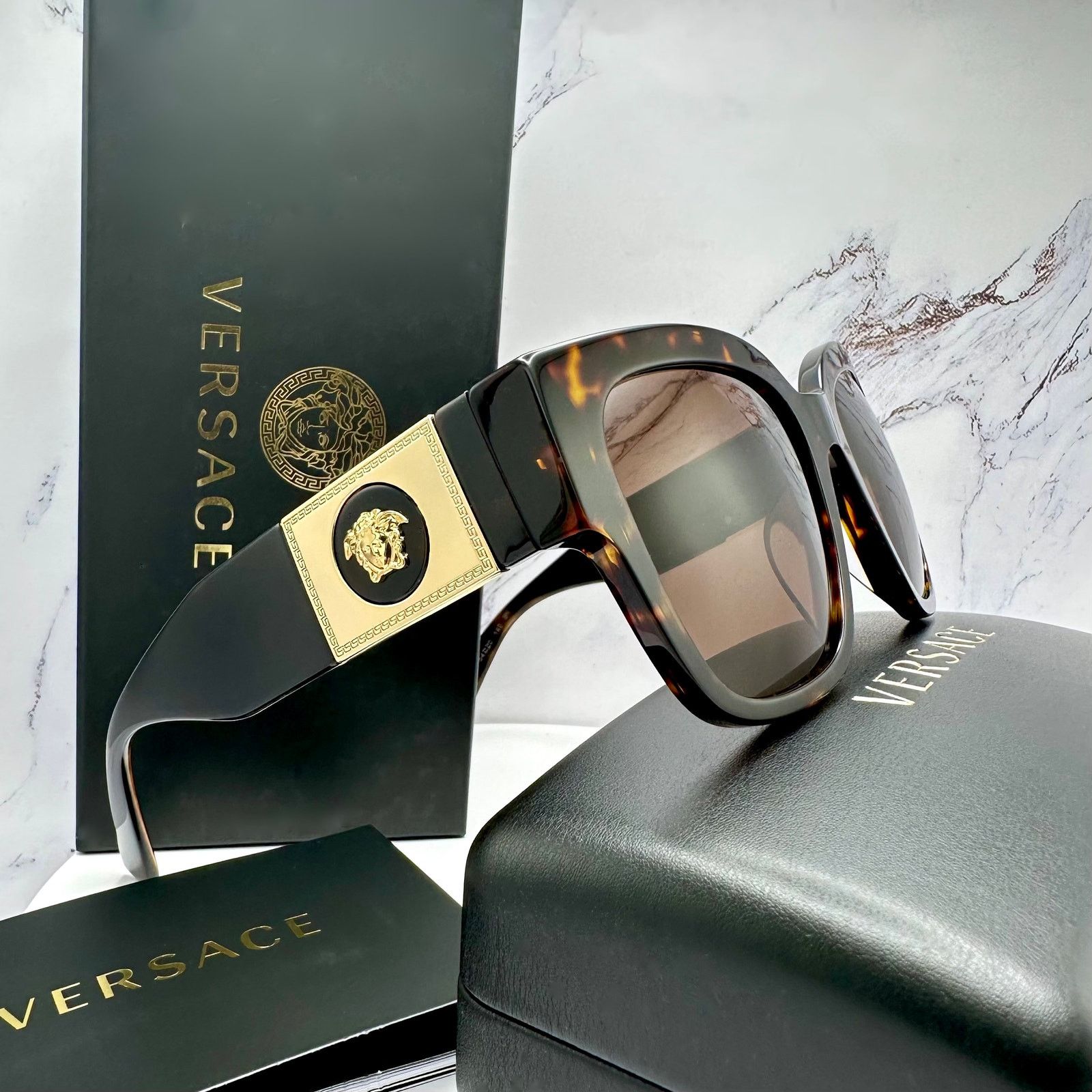Versace NEW VERSACE Sunglasses Brown Black Tortoise Gold Medusa Size ONE SIZE - 12 Thumbnail