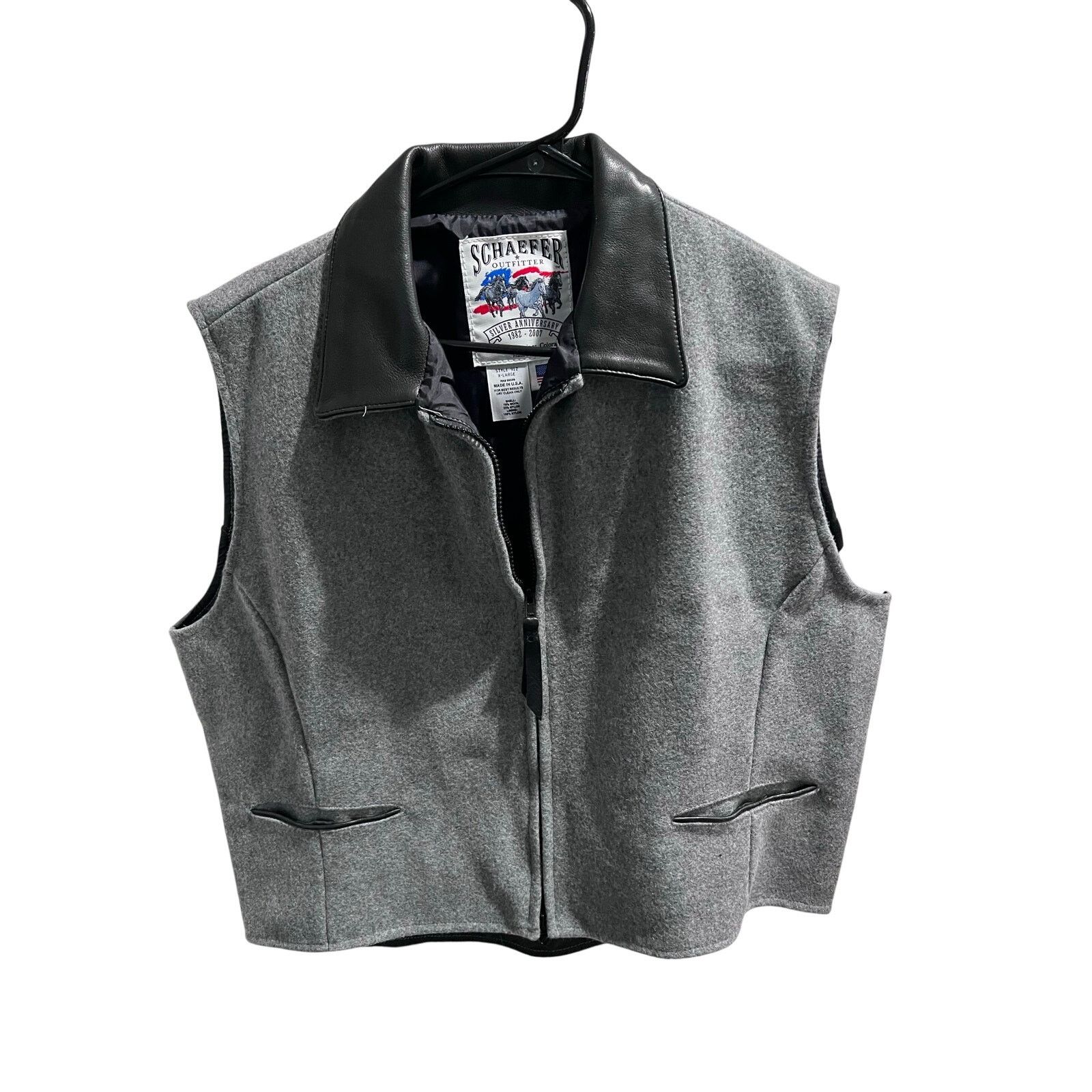 Other Schaefer Outfitter Wool Vest Men’s XL Leather Collar USA Size US XL / EU 56 / 4 - 5 Thumbnail
