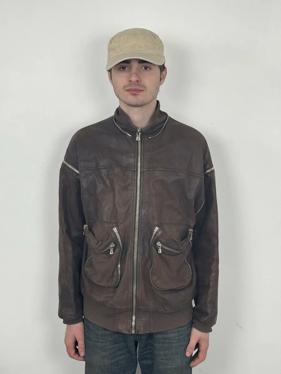 Dolce & Gabbana AW2003 Dolce & Gabbana Goatskin Detachable Sleeves Cargo Leather Bomber Jacket Size US M / EU 48-50 / 2 - 8 Thumbnail