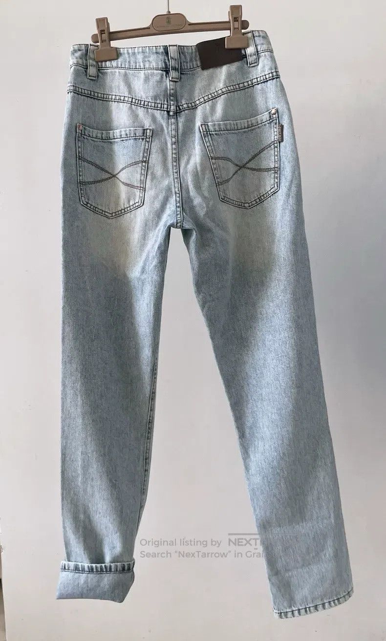 Brunello Cucinelli Brunello Cucinelli Blue washed and whitened beaded mid-ris Size 26" / US 2 / IT 38 - 4 Thumbnail