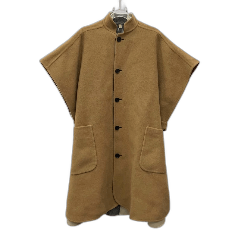 Burberry Brown Striped Reversible Wool Cape Coat