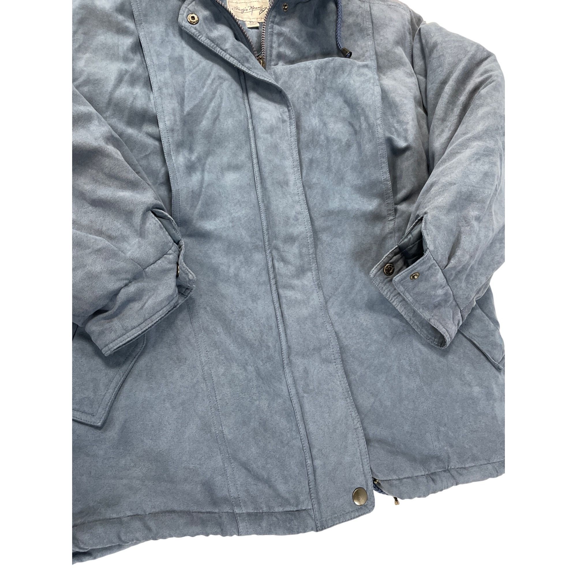 Giorgio Armani Vintage Giorgio Armani Womens blue Faux Fur Hood Parka coat Size XXS / US 00 / IT 34 - 4 Thumbnail