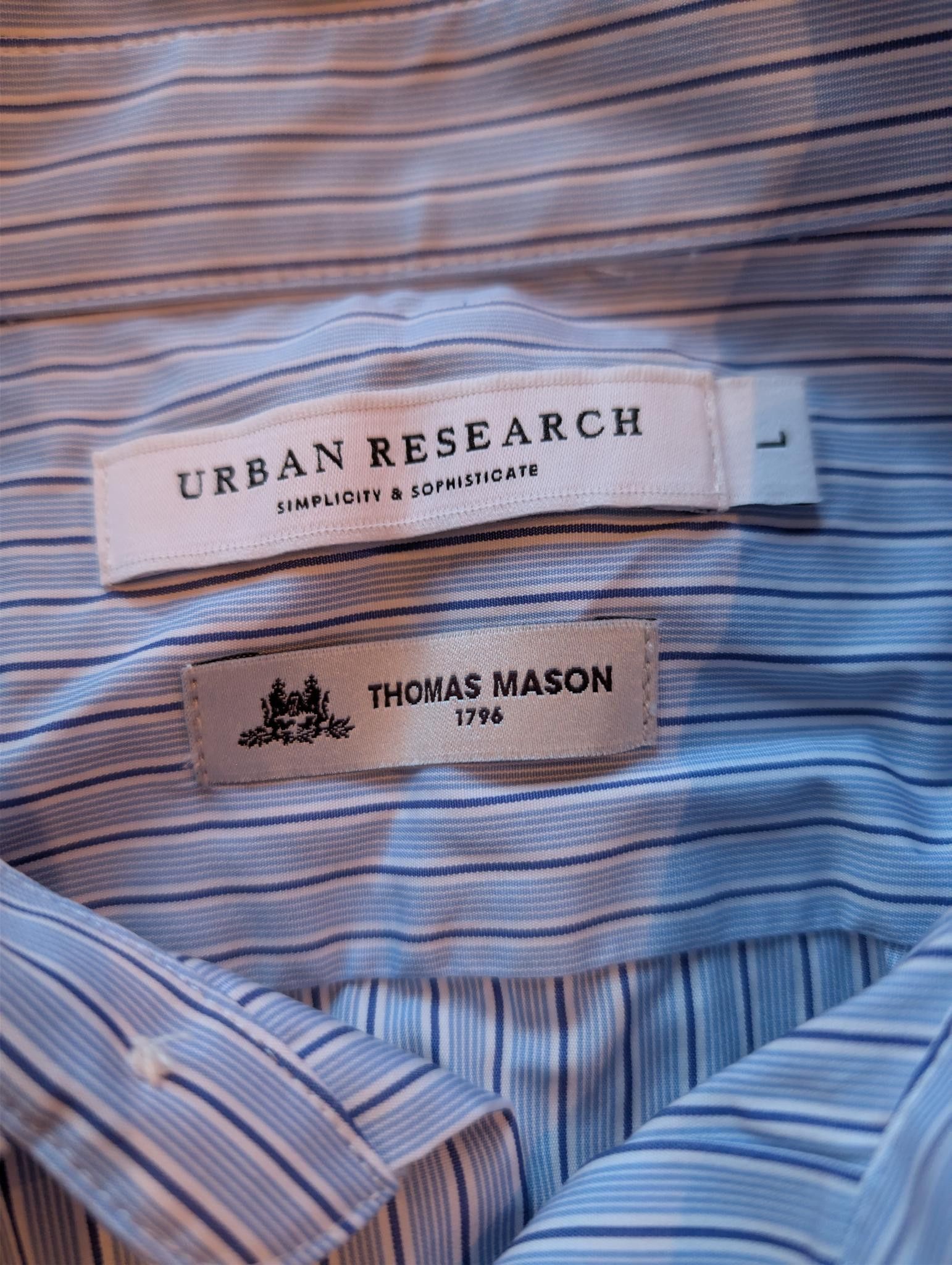 Japanese Brand Urban Research Thomas Mason Over Short Sleeve Shirt / Stripe Size US M / EU 48-50 / 2 - 2 Thumbnail