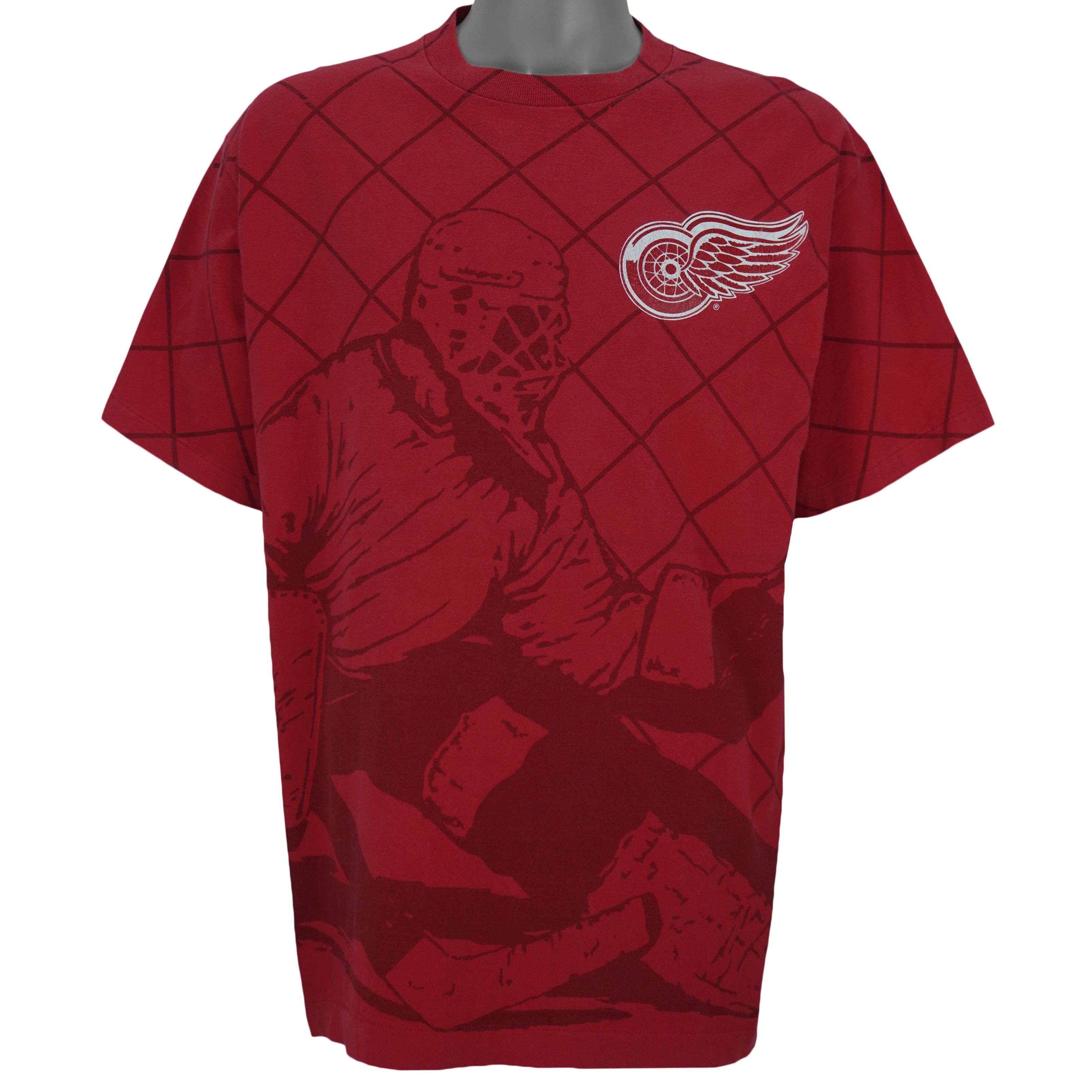 NHL Detroit Red Wings Goalie All Over Print T-Shirt 1990s Size US XL / EU 56 / 4 - 1 Thumbnail