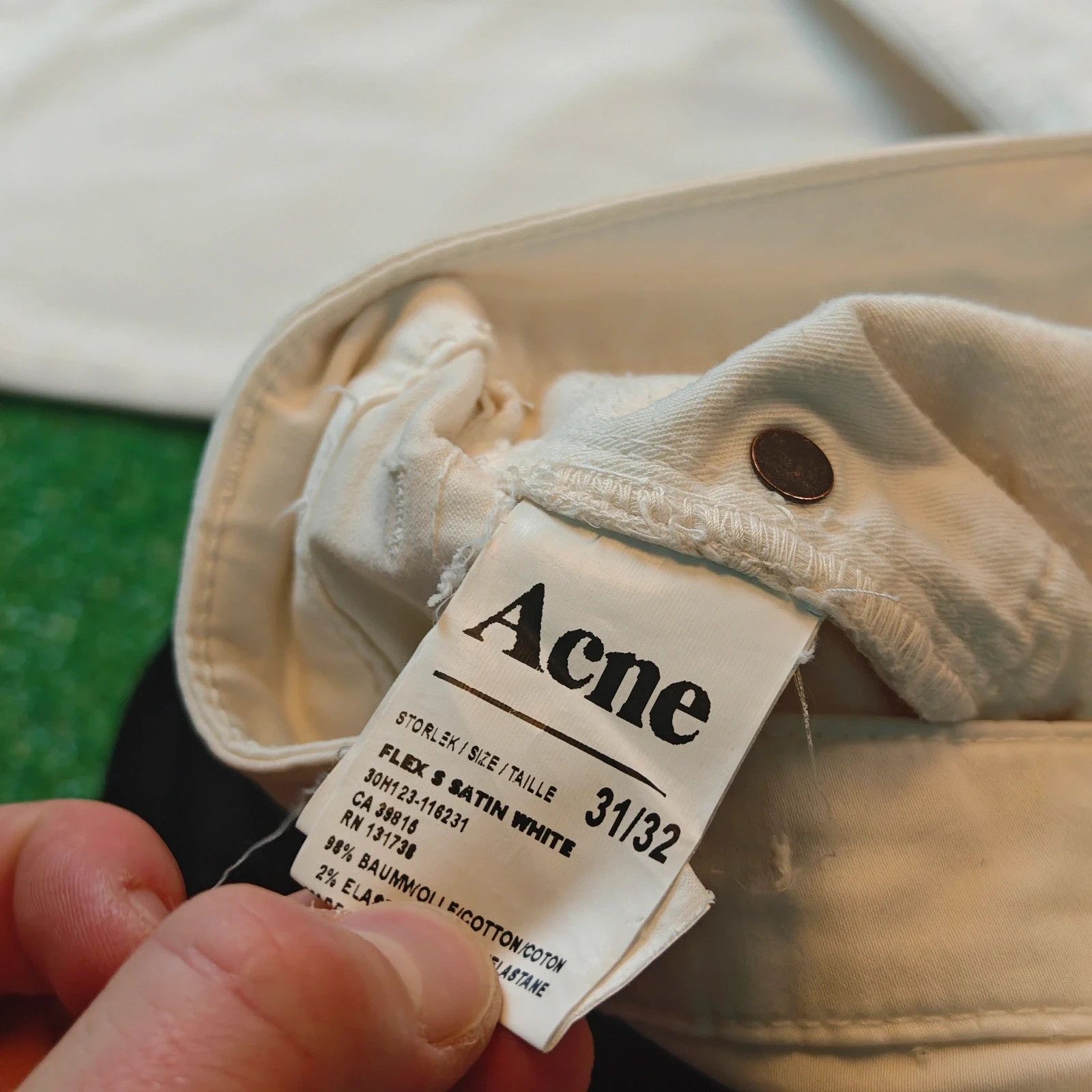 Acne Studios Acne Jeans Womens 31x32 White Flex & Satin straight trousers Size 31" - 3 Thumbnail