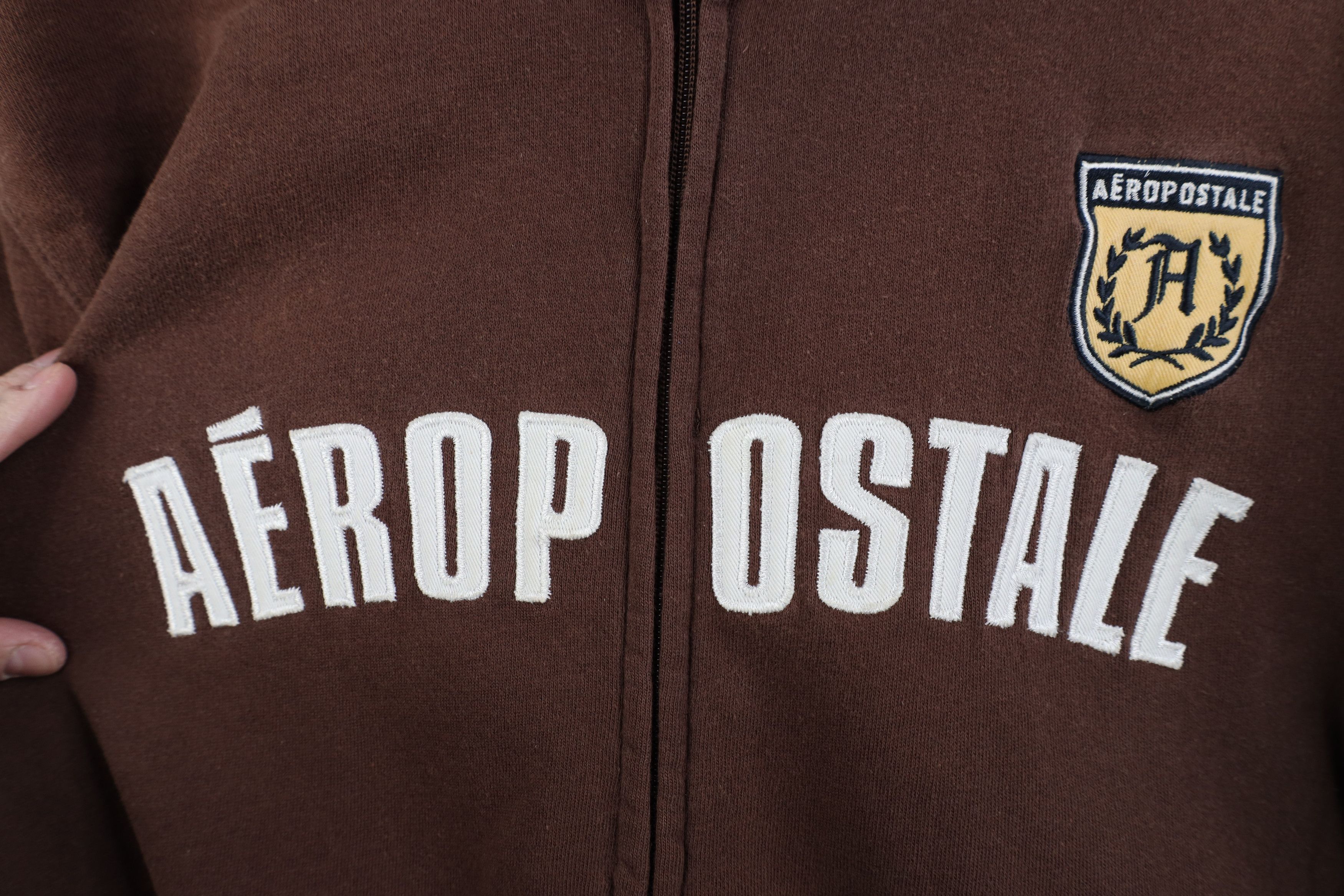 Aeropostale Vintage 90s Y2K Aeropostale Full Zip Sweatshirt Jacket Brown Size US M / EU 48-50 / 2 - 5 Thumbnail