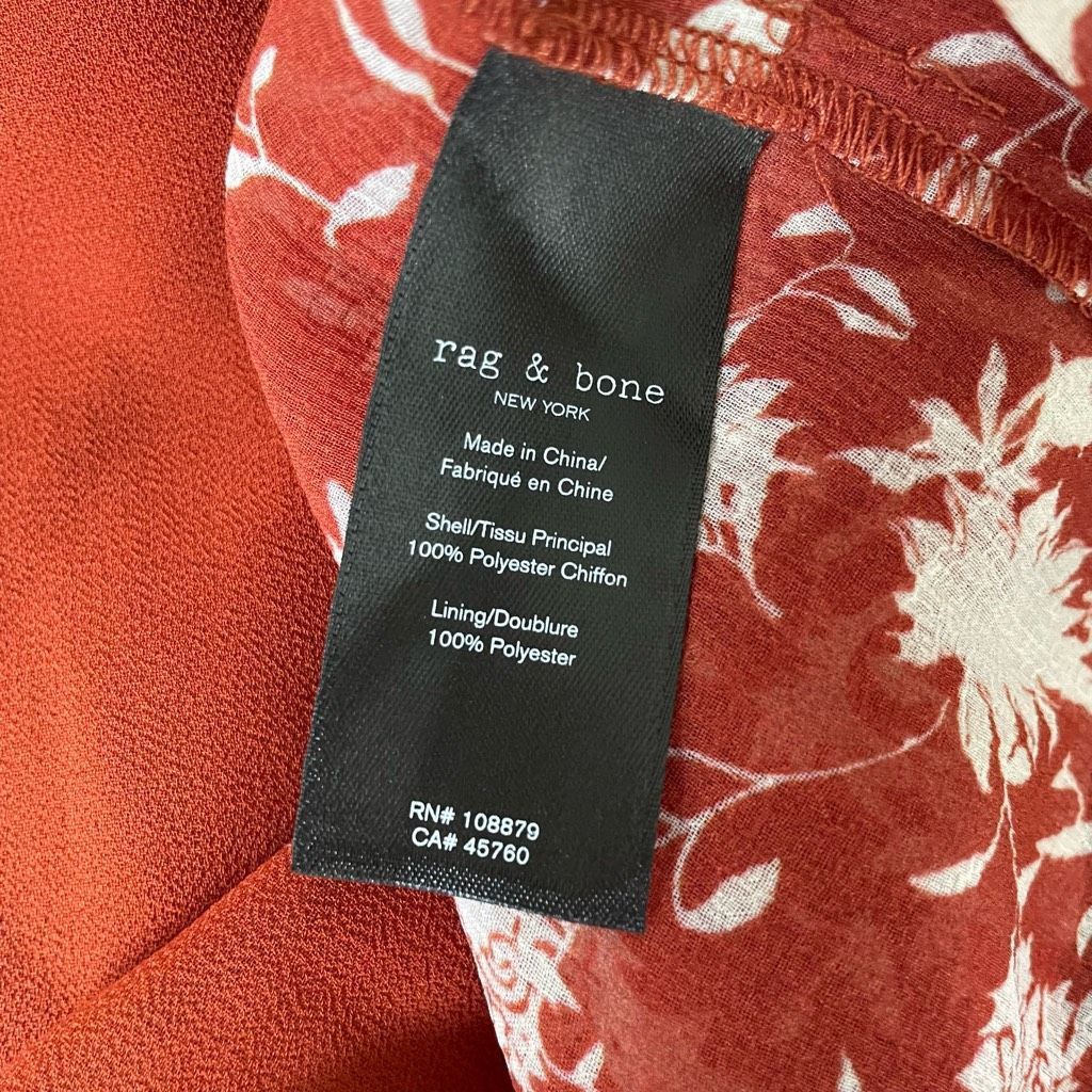 Rag & Bone NWOT Rag & Bone Elysse Midi Dress Rust Floral Chiffon $495 X Size XS / US 0-2 / IT 36-38 - 9 Thumbnail