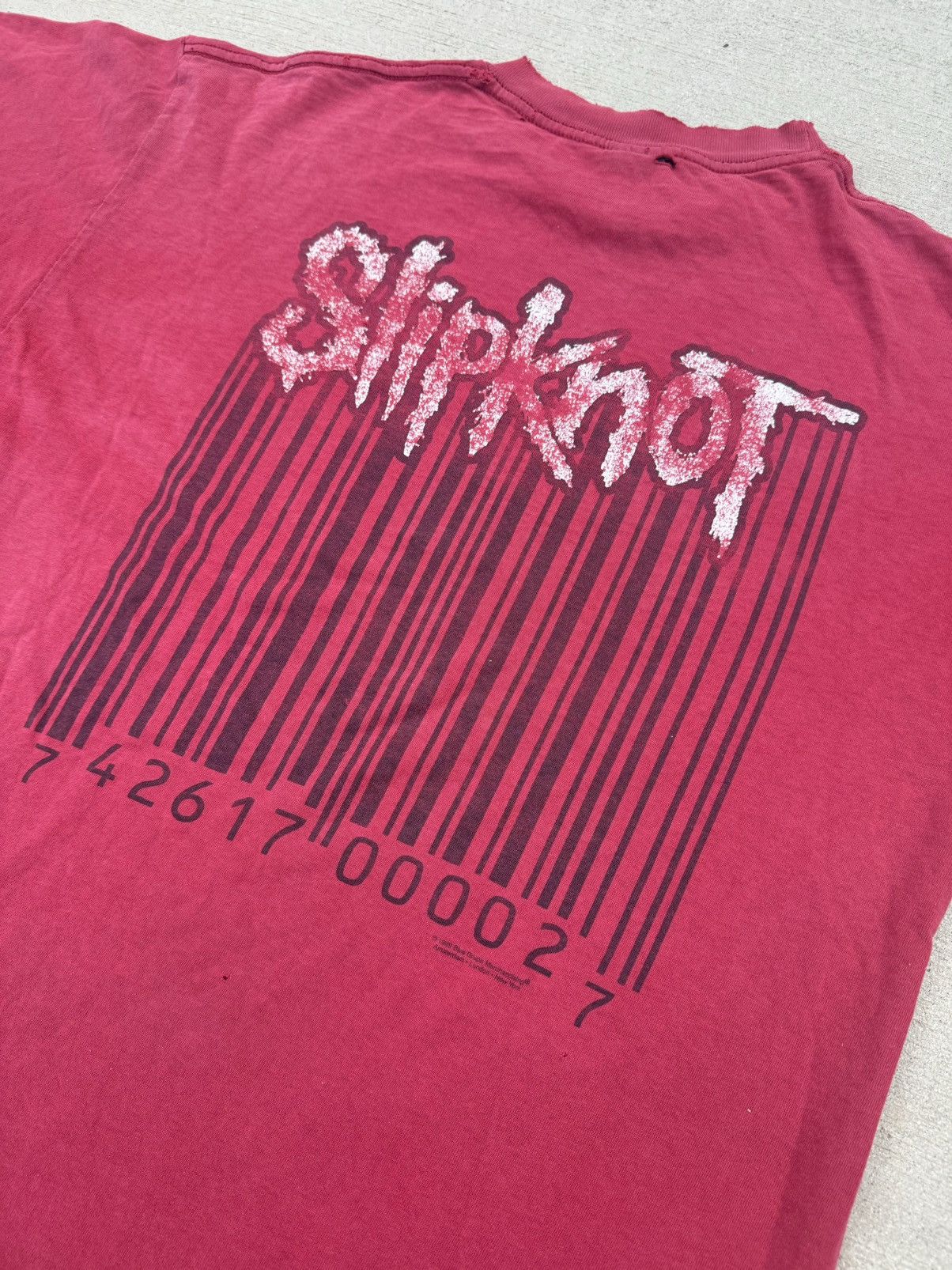 Band Tees × Slipknot × Vintage Thrashed 1999 SlipKnot Bar Code double sided Grail Rare 90s Size US L / EU 52-54 / 3 - 4 Thumbnail