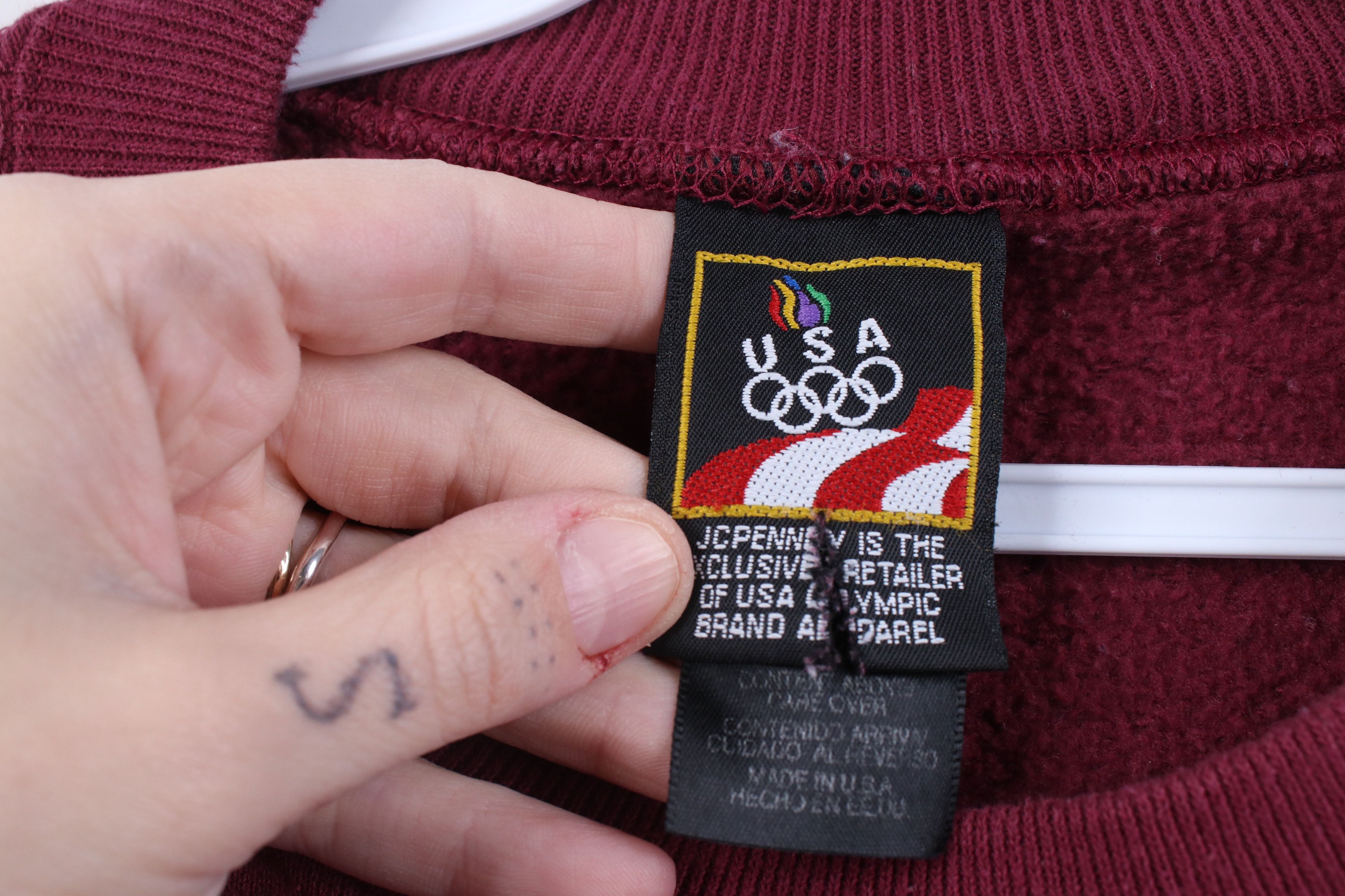 Vintage Vintage 90s USA Olympics Crewneck Sweatshirt Burgundy USA Size US XL / EU 56 / 4 - 6 Thumbnail
