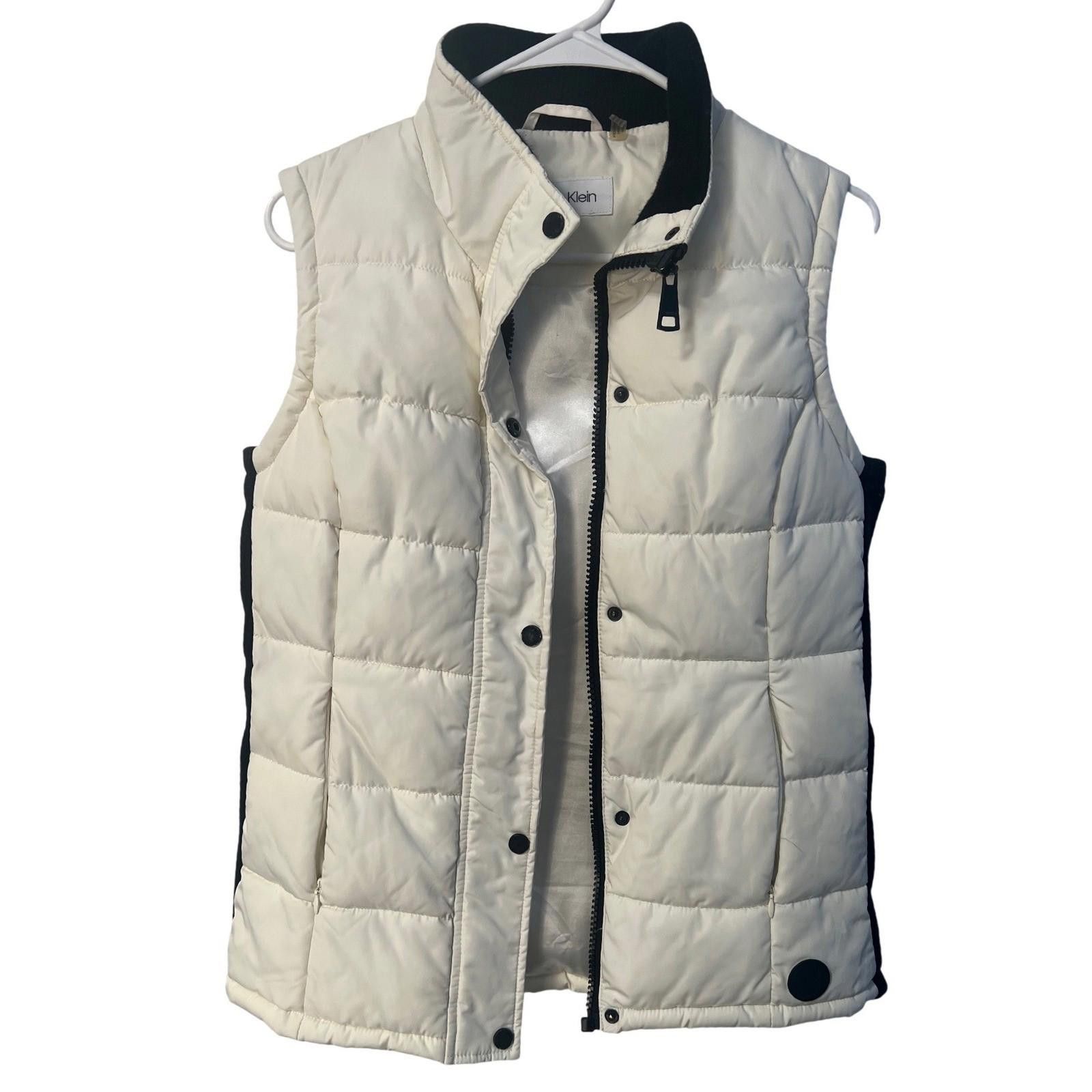 Calvin Klein Calvin Klein Womens Puffer Vest White Black Ribbed Panels XS Size XS / US 0-2 / IT 36-38 - 1 Thumbnail