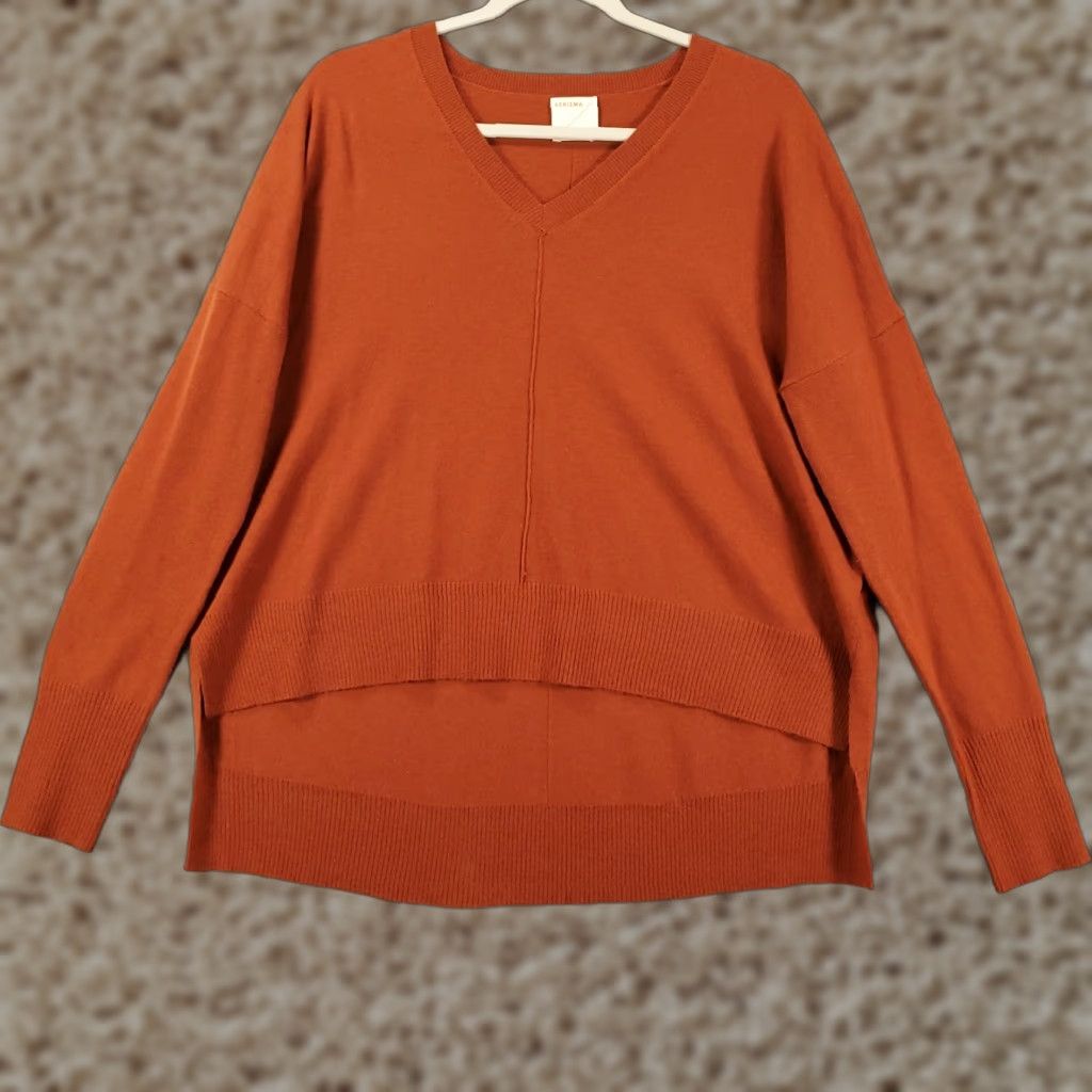Vintage Womens Pullover Sweater V-Neck Wool Blend Size M Orange Rust Knit Long Sleeve Kerisma Casual Womens Size M / US 6-8 / IT 42-44 - 1 Thumbnail