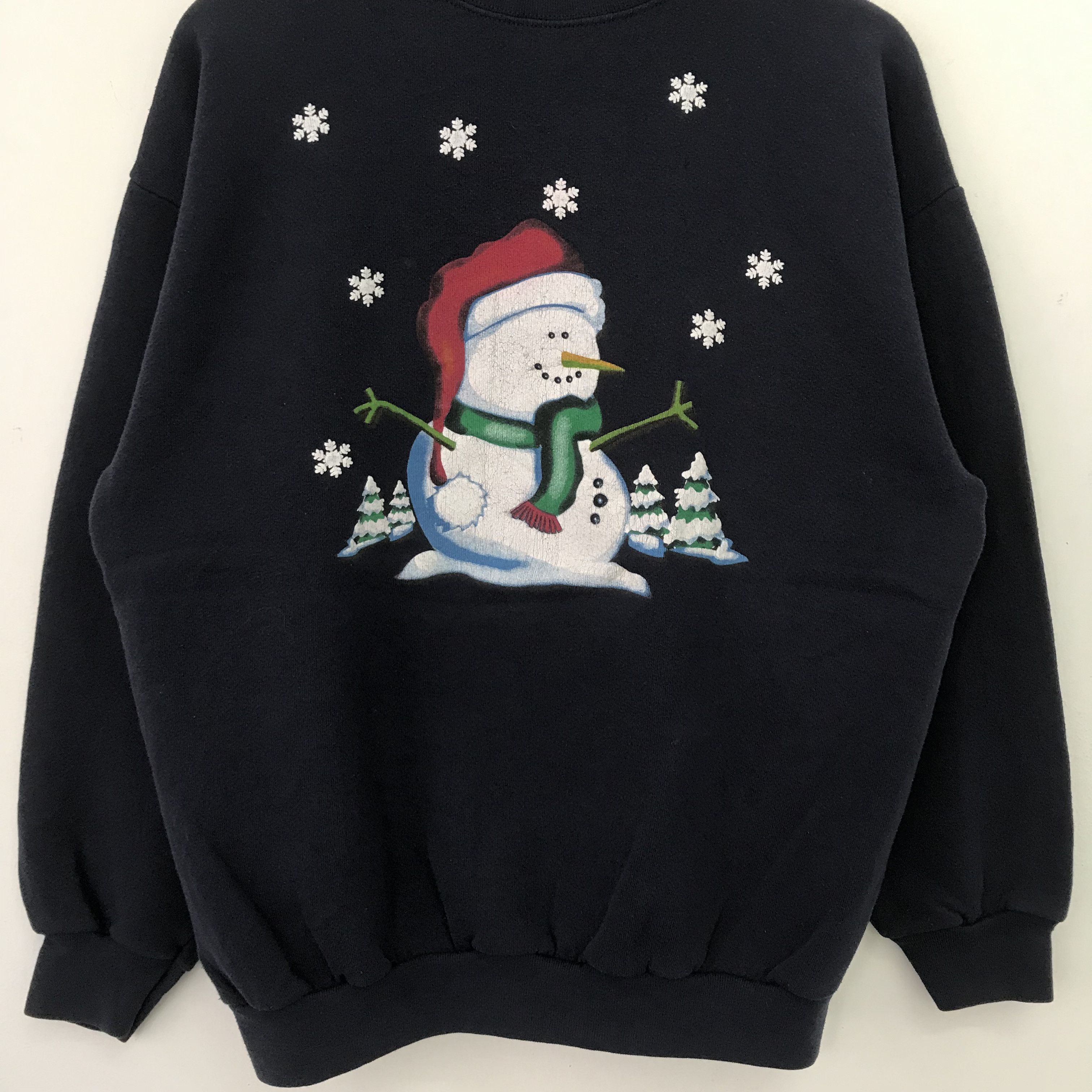 Tultex Vintage 90s Snowman Graphic Blue - 23 Size US L / EU 52-54 / 3 - 3 Thumbnail