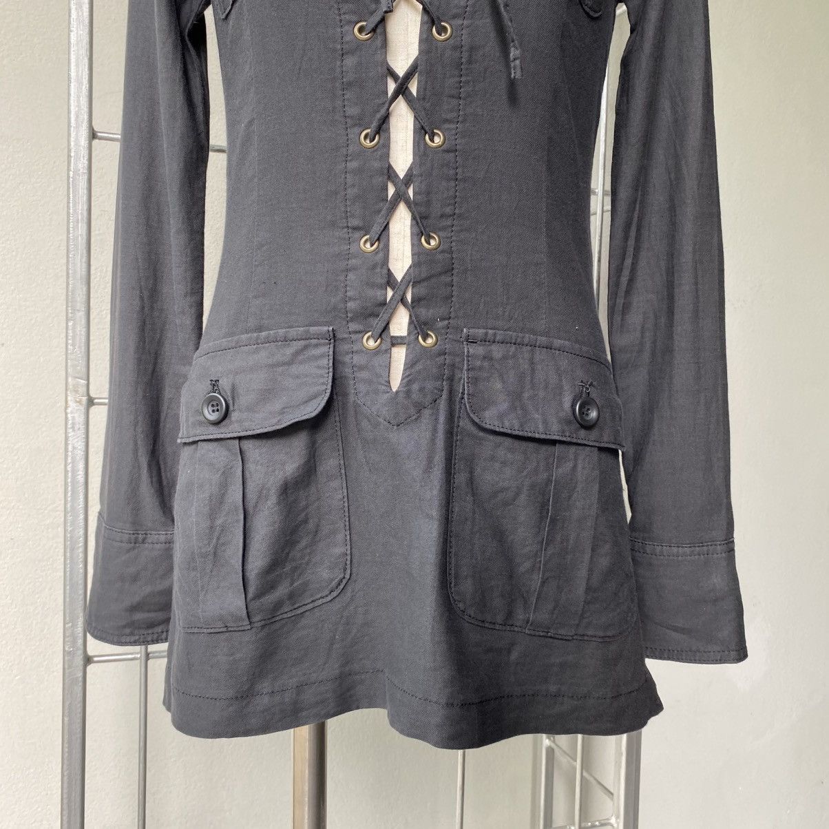 Le Grande Bleu (L.G.B.) LGB LE GRAND BLEU Y2K Punk Black Lace-Up Military Dress Size S / US 4 / IT 40 - 19 Thumbnail