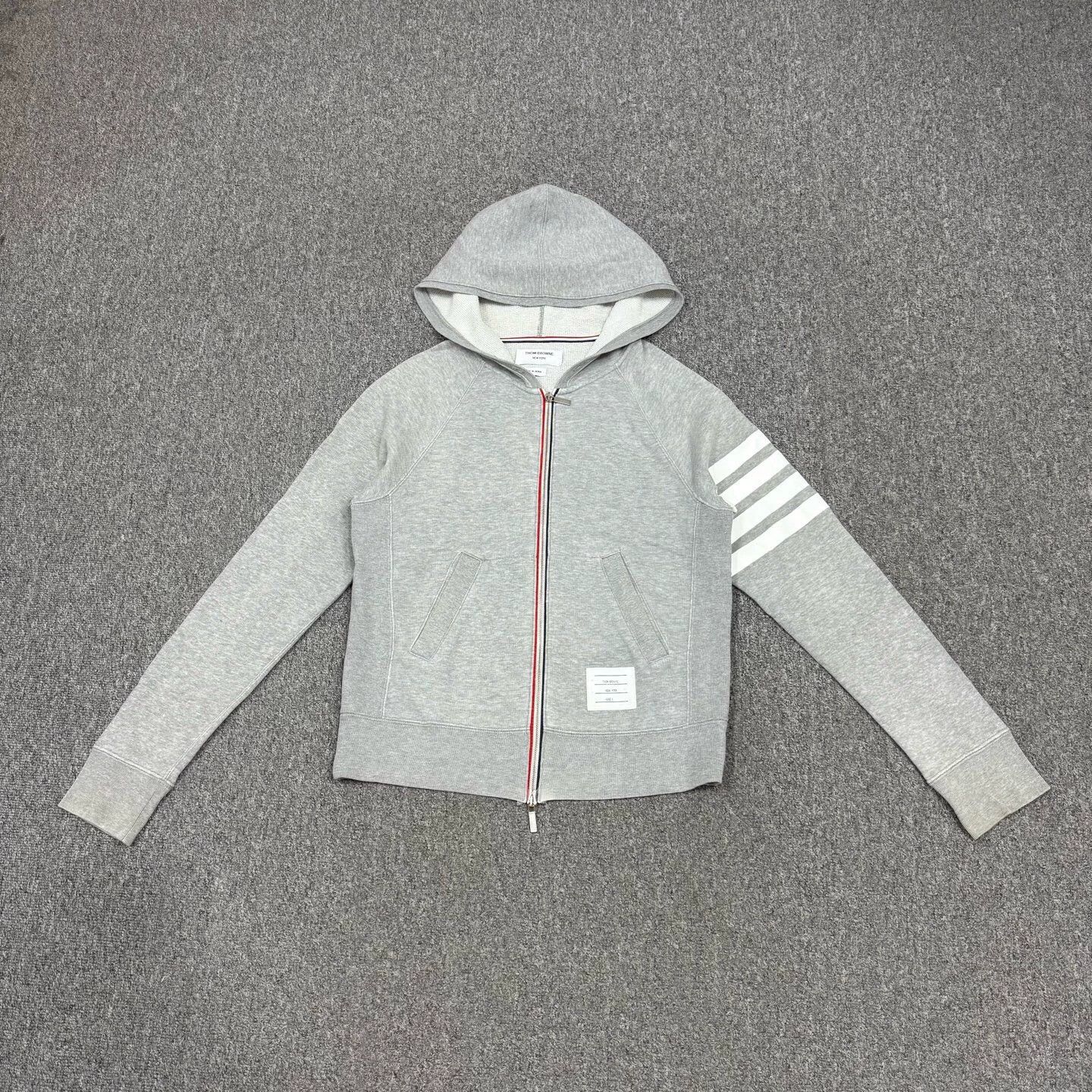 Thom Browne TB Gray Stripe Hooded Jacket 1 NZ No Drawstring Size US S / EU 44-46 / 1 - 1 Thumbnail