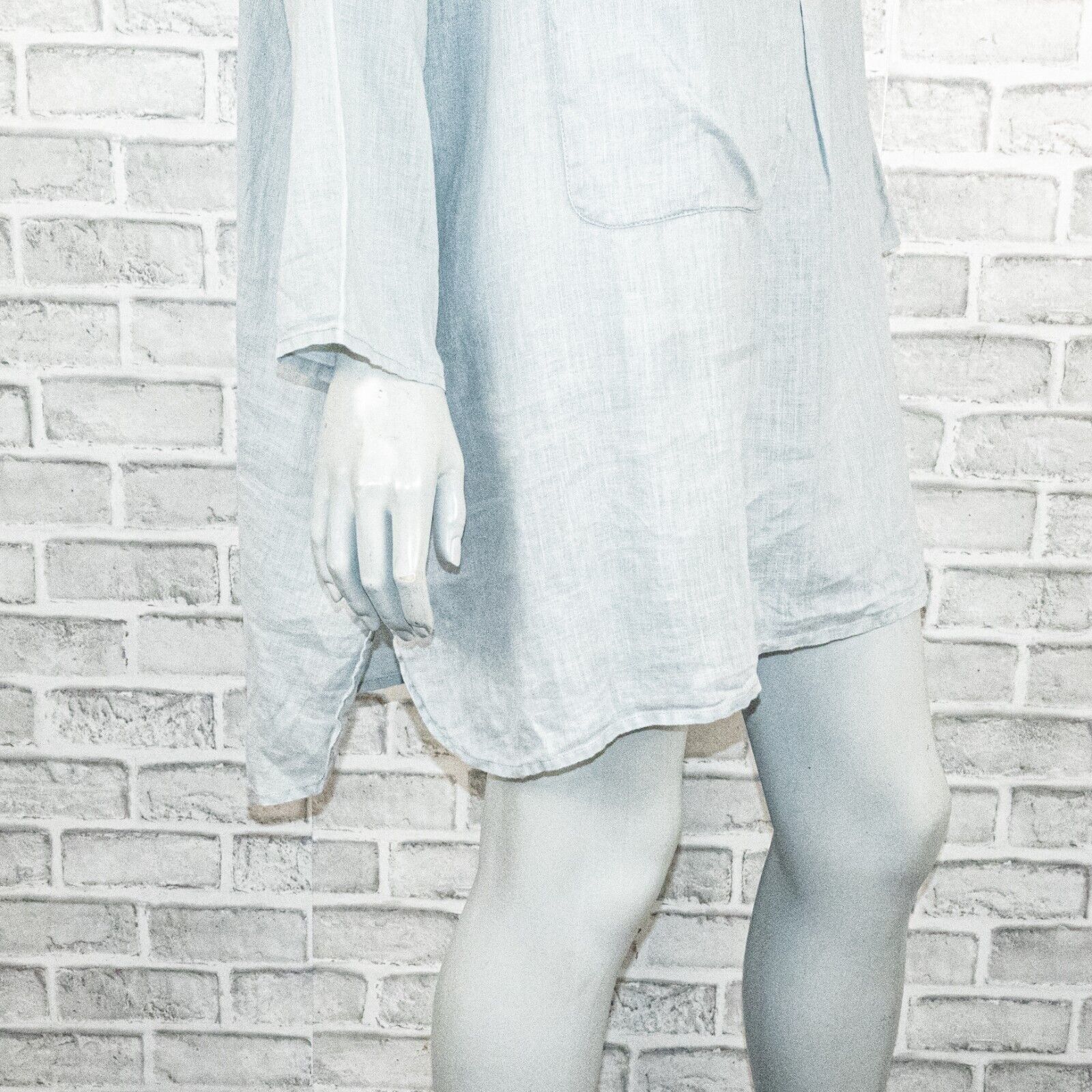 eskandar Eskandar 100% Linen Oversize Tunic Blouse with pocket blue Size ONE SIZE - 14 Thumbnail