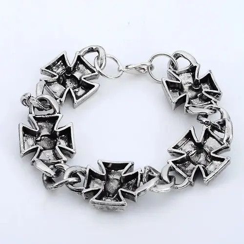 Jewelry Cross Shape Skull Pattern Bracelet Size ONE SIZE - 1 Thumbnail