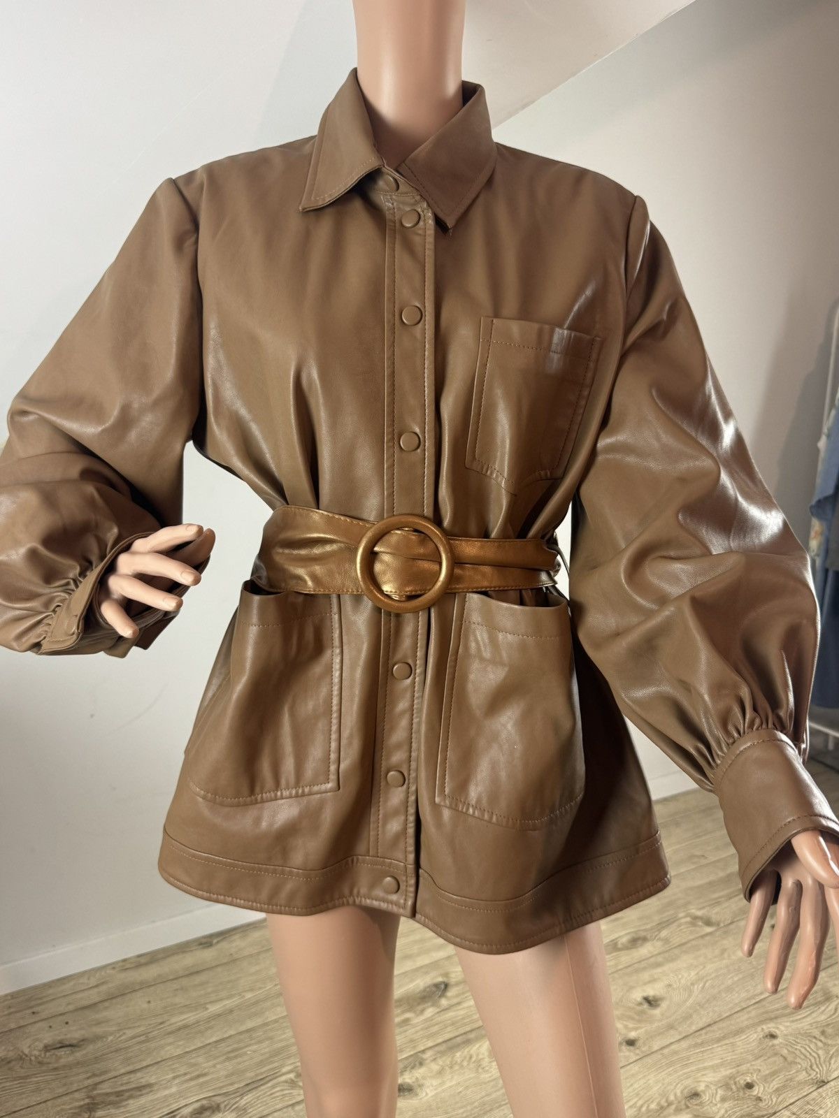 Samsoe Samsoe Camel Vestine soft faux leather Jacket with belt Size XL / US 12-14 / IT 48-50 - 2 Thumbnail