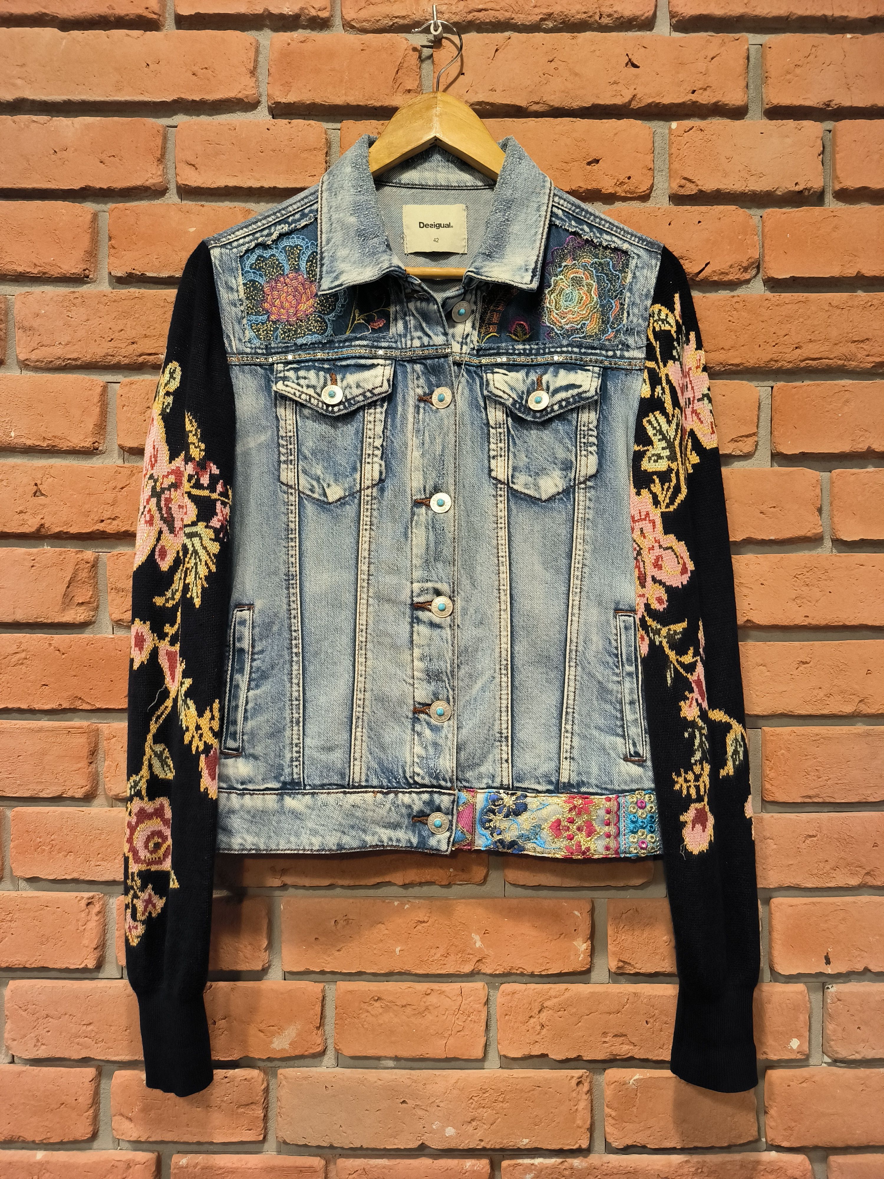 image of Desigual Deisgual Denim Jacket Bomber in Blue, Women's (Size Small)