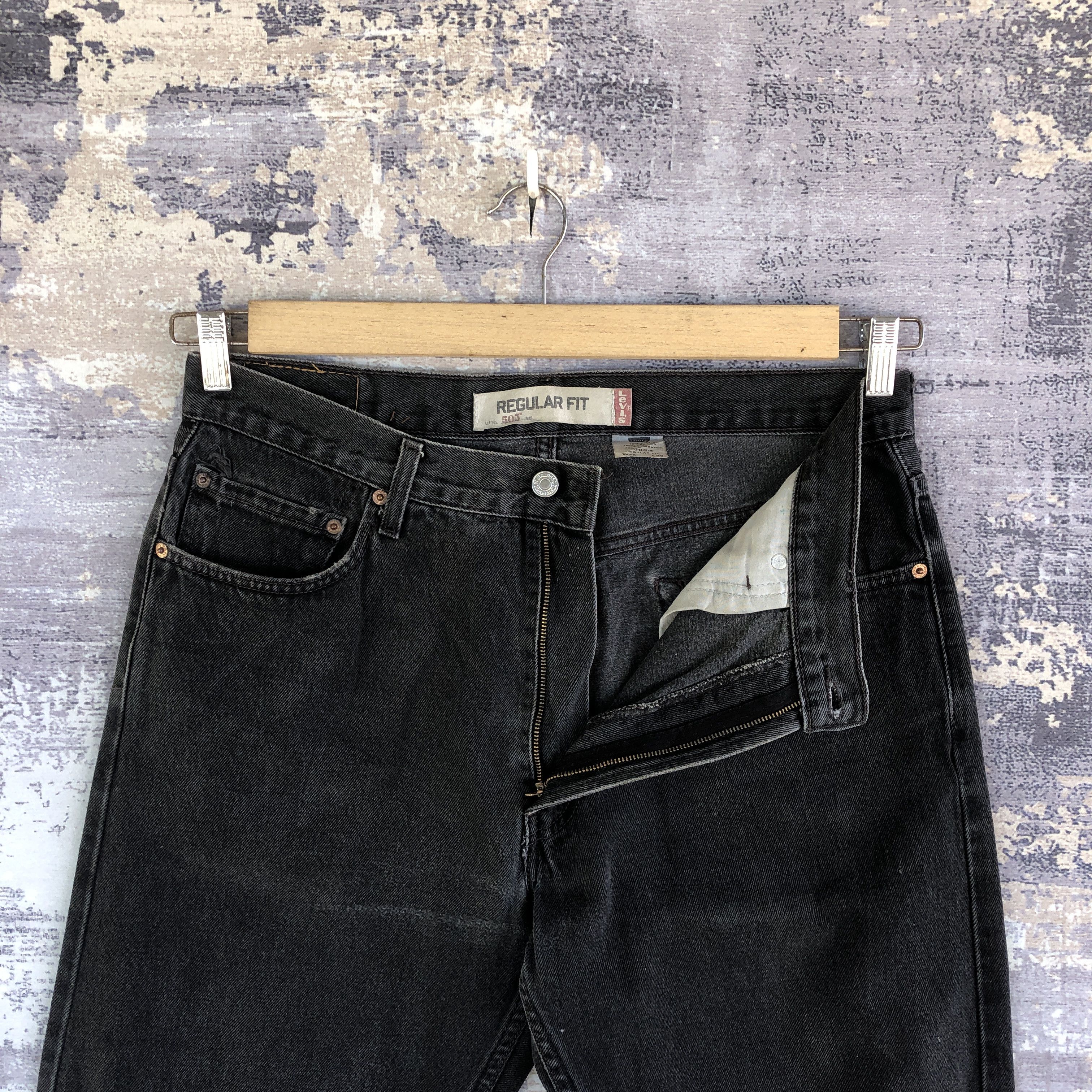 Levi's × Vintage Vintage Levis 505 Light Wash Jeans Levi's Faded Black Denim Size US 34 / EU 50 - 6 Thumbnail
