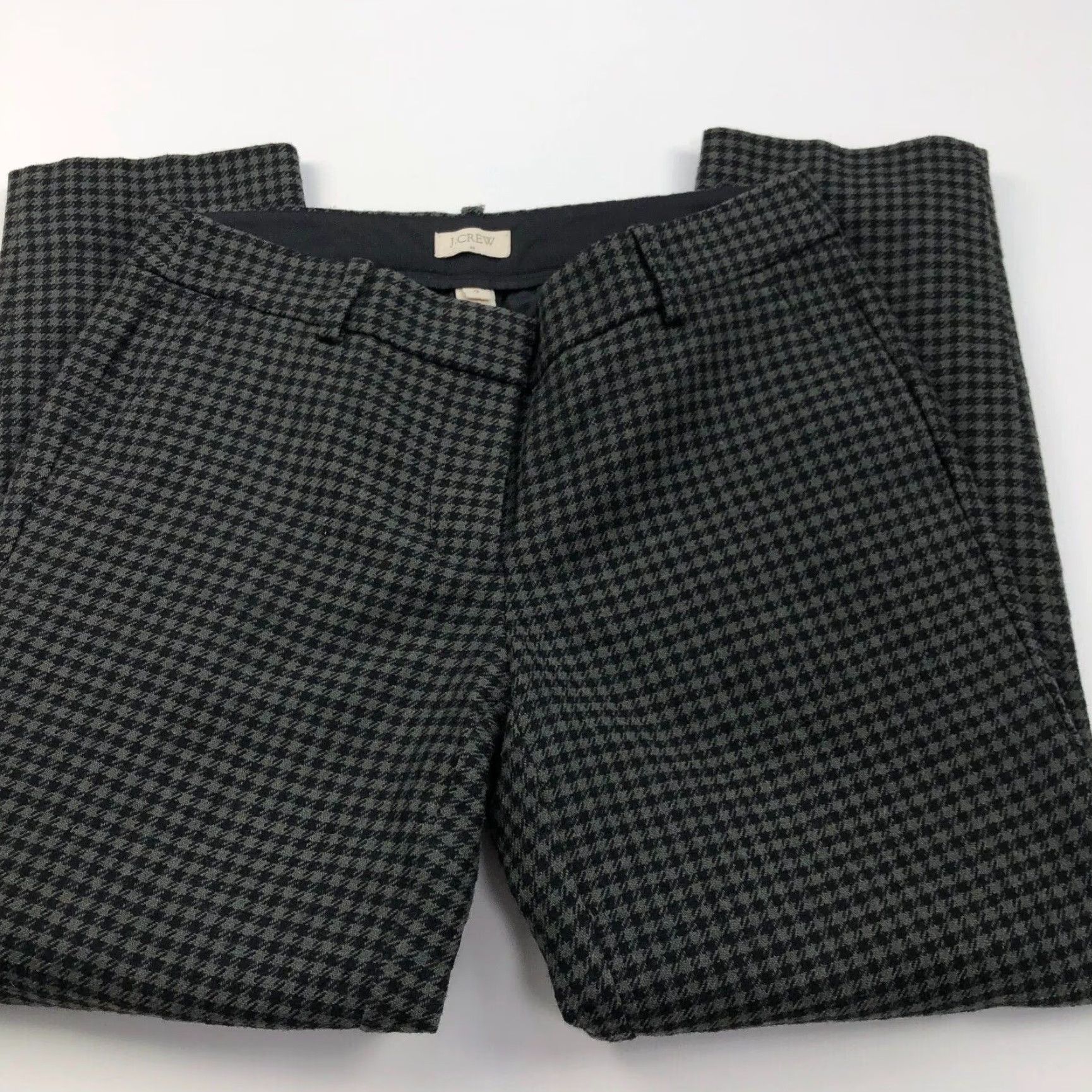 Nike J. Crew Skimmer Pant 2 (Fit 30W 25.5L) Mid Rise Straight Houndstooth Pants Womens Regular Size 2 Gray Nylon Wool Pockets Front Zip Stretchless Size 30" / US 8 / IT 44 - 3 Thumbnail
