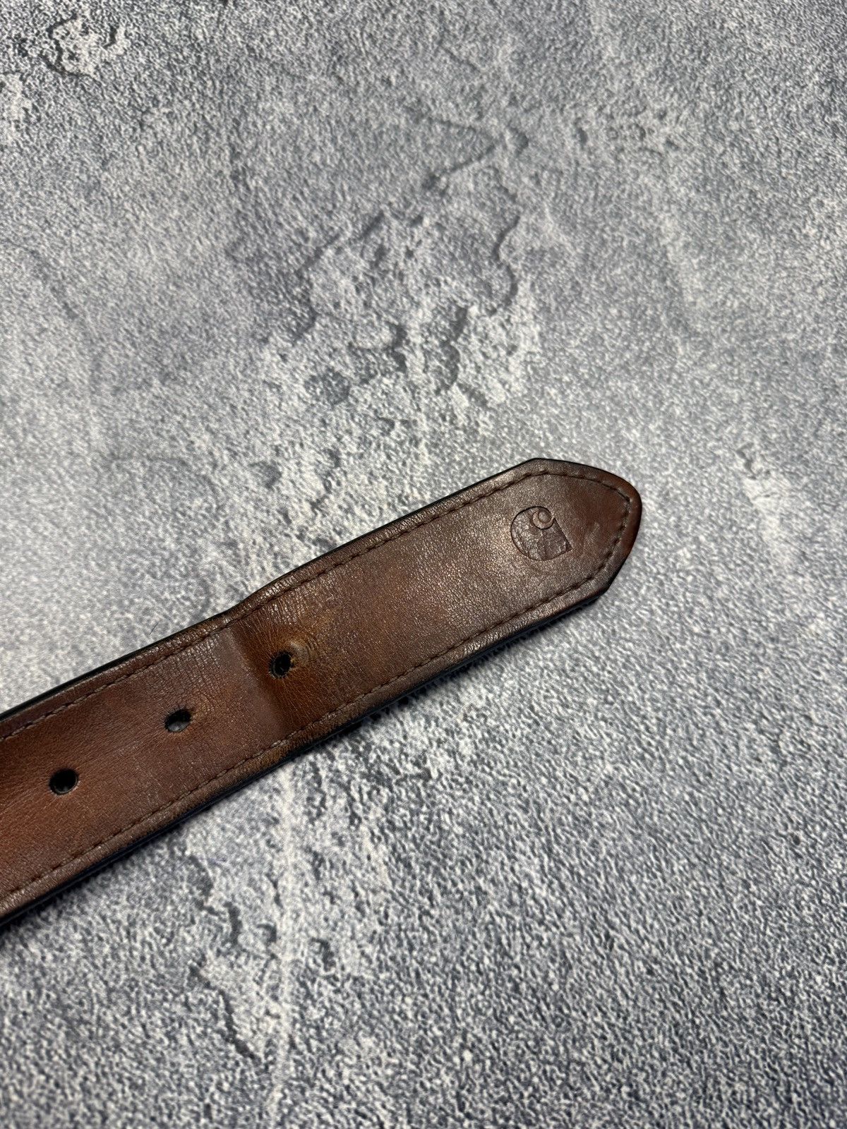 Carhartt Vintage Y2k Carhartt Leather Belt Brown Size 38 - 6 Thumbnail
