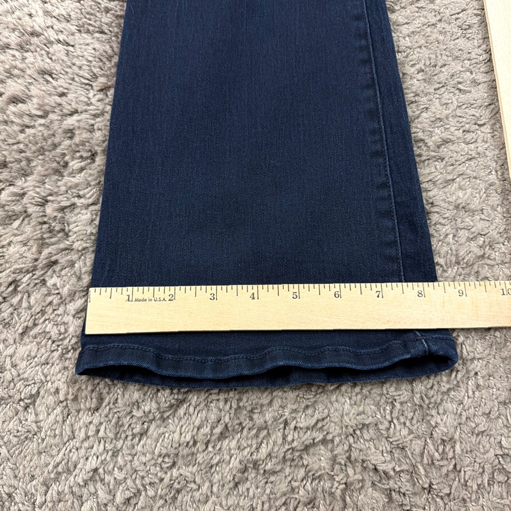 Denime Dear John Jeans Women Boot Cut Low Rise Dark Wash Stretch Denim 24x33 Regular 25 Blue Leather Logo? Size 42" / US 20 - 7 Thumbnail