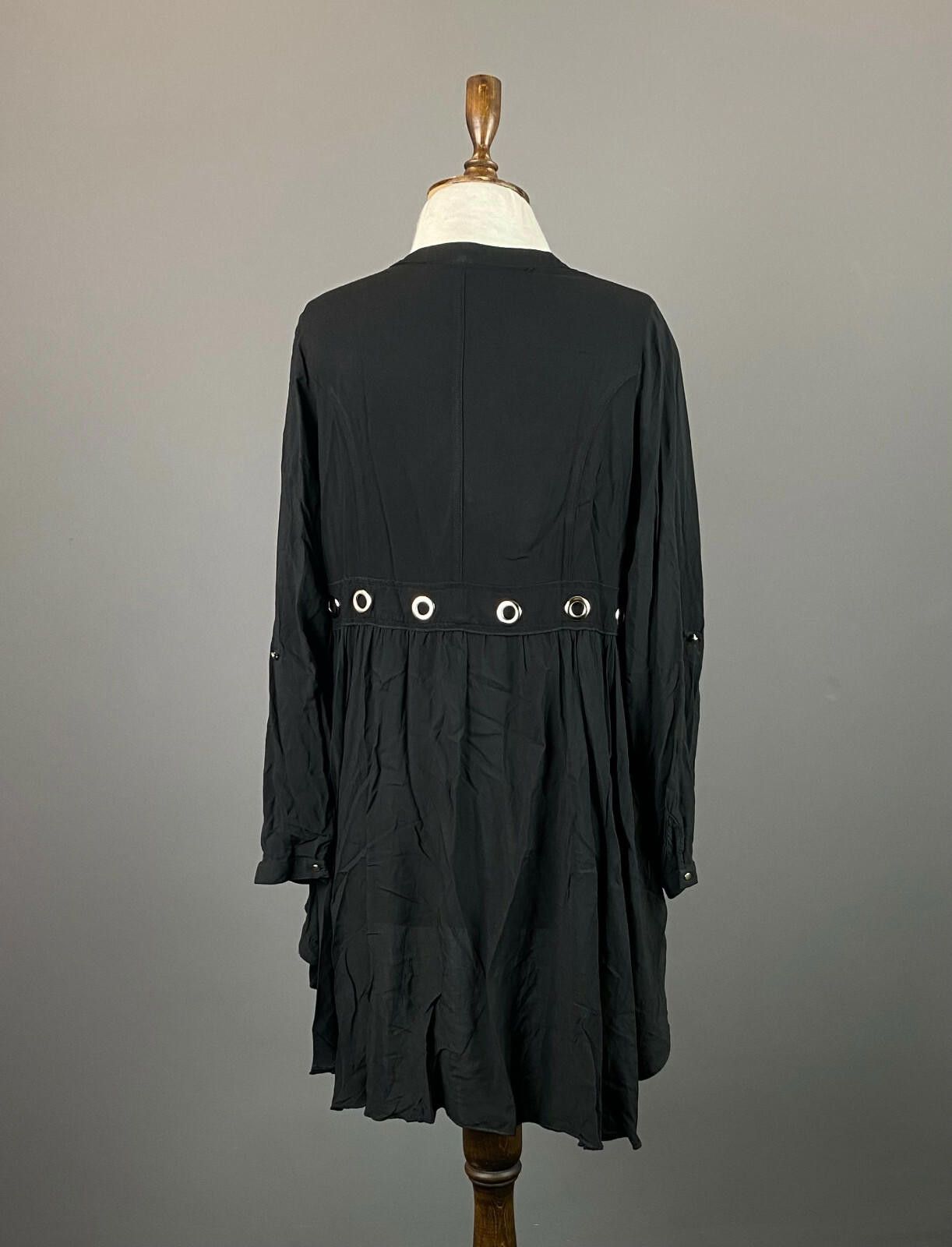 Designer Tredy Black V-Neck Button Down Tunic Dress Size 40 Size M / US 6-8 / IT 42-44 - 4 Thumbnail