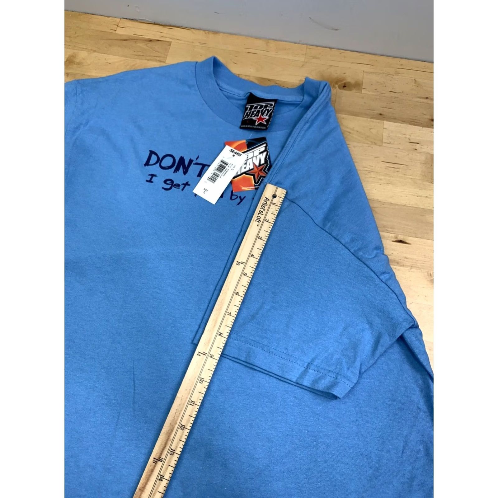 Vintage VINTAGE Top Heavy Shirt Men L Blue Funny Humor Y2K Size US L / EU 52-54 / 3 - 6 Thumbnail