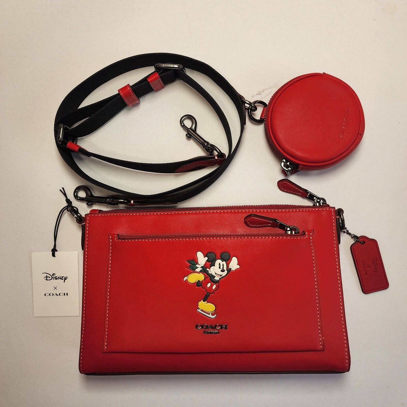 image of Coach Cm743 Disney X Coach Holden Crossbody Ice Skate Mickey in Red, Men's