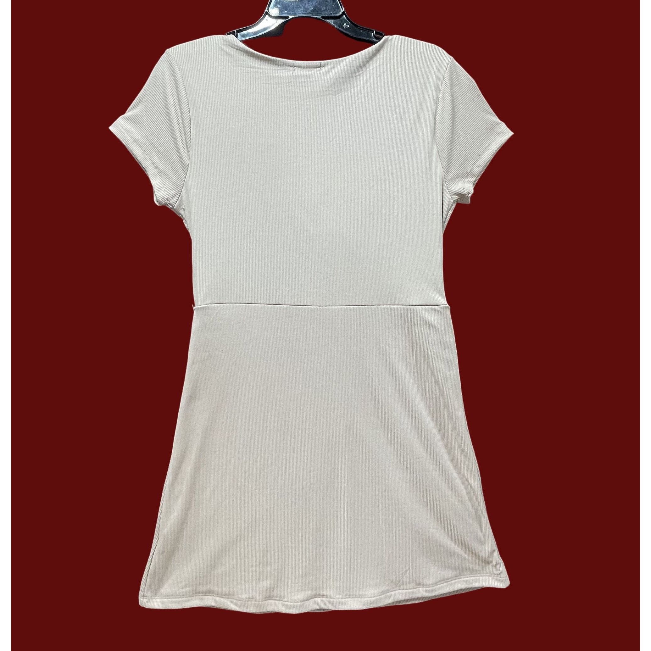 Other Justify - Women's V-Neck Lined Casual Dress - Beige - Large Size L / US 10 / IT 46 - 2 Thumbnail