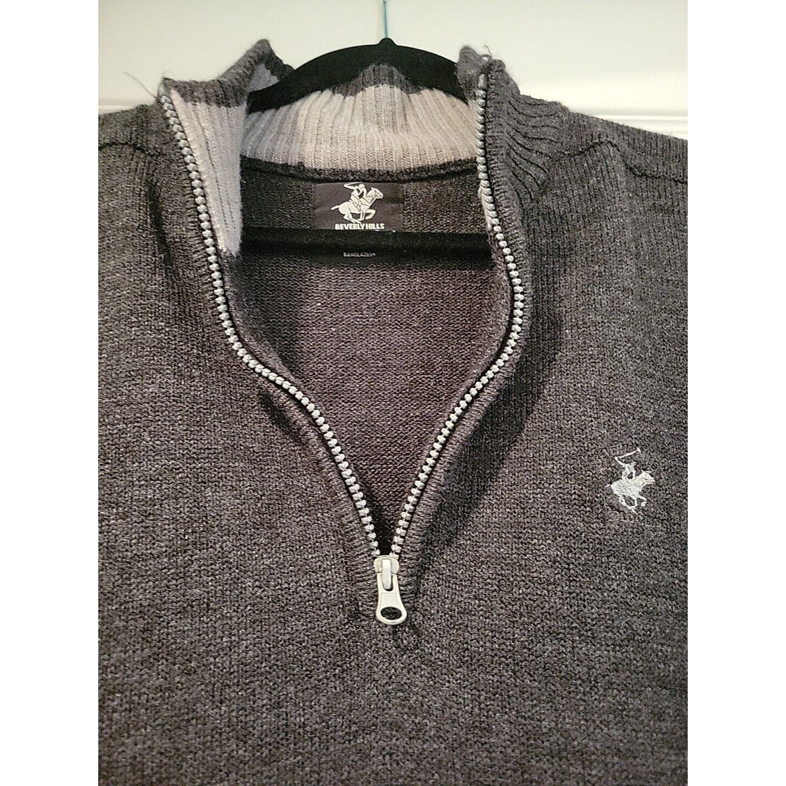 Beverly Hills Polo Club BEVERLY HILLS POLO CLUB Sz XL Men's Gray 1/4 Zip Sweater Size US XL / EU 56 / 4 - 4 Thumbnail