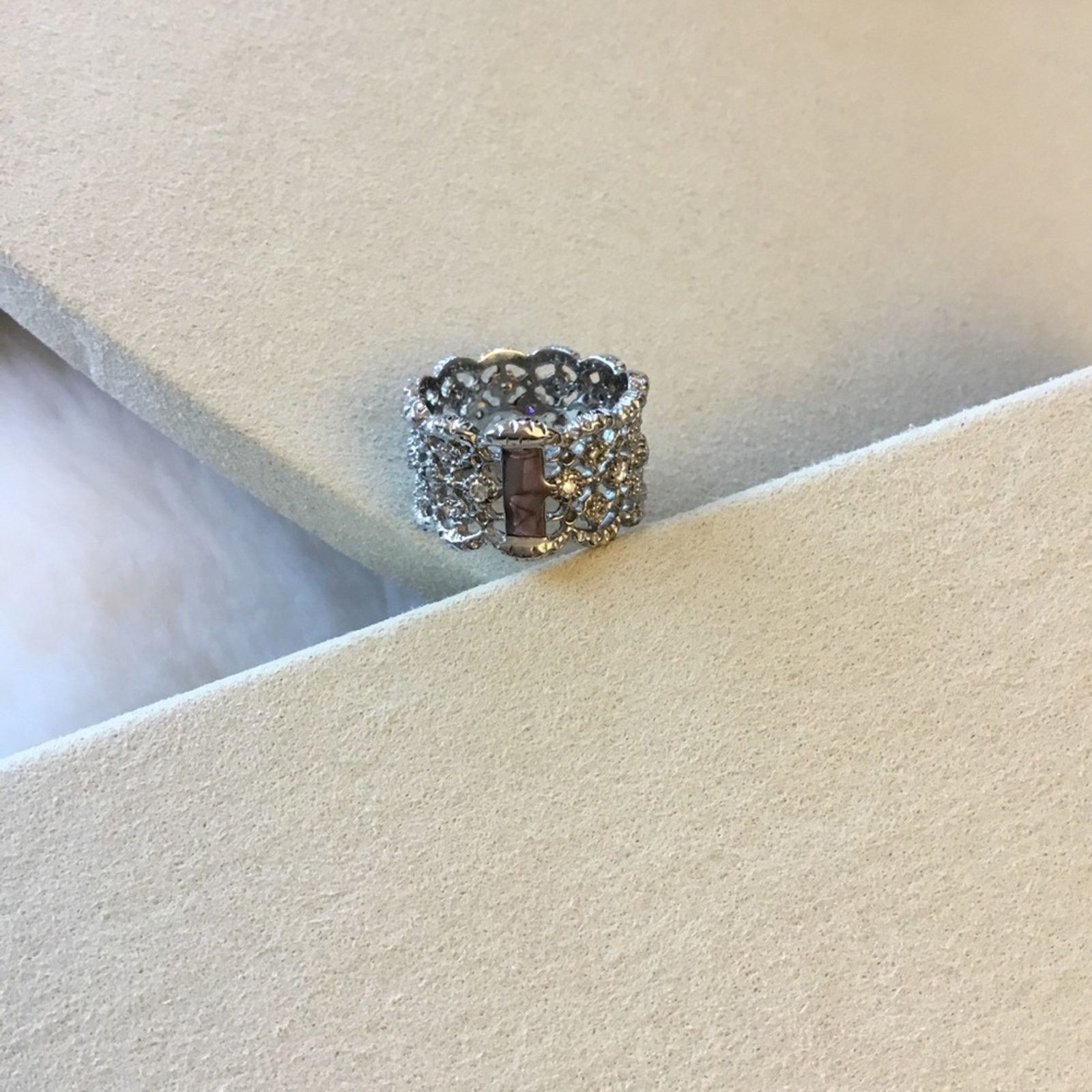 Other Sterling Silver Elegant Three-Row Crystal Ring Size ONE SIZE - 4 Thumbnail