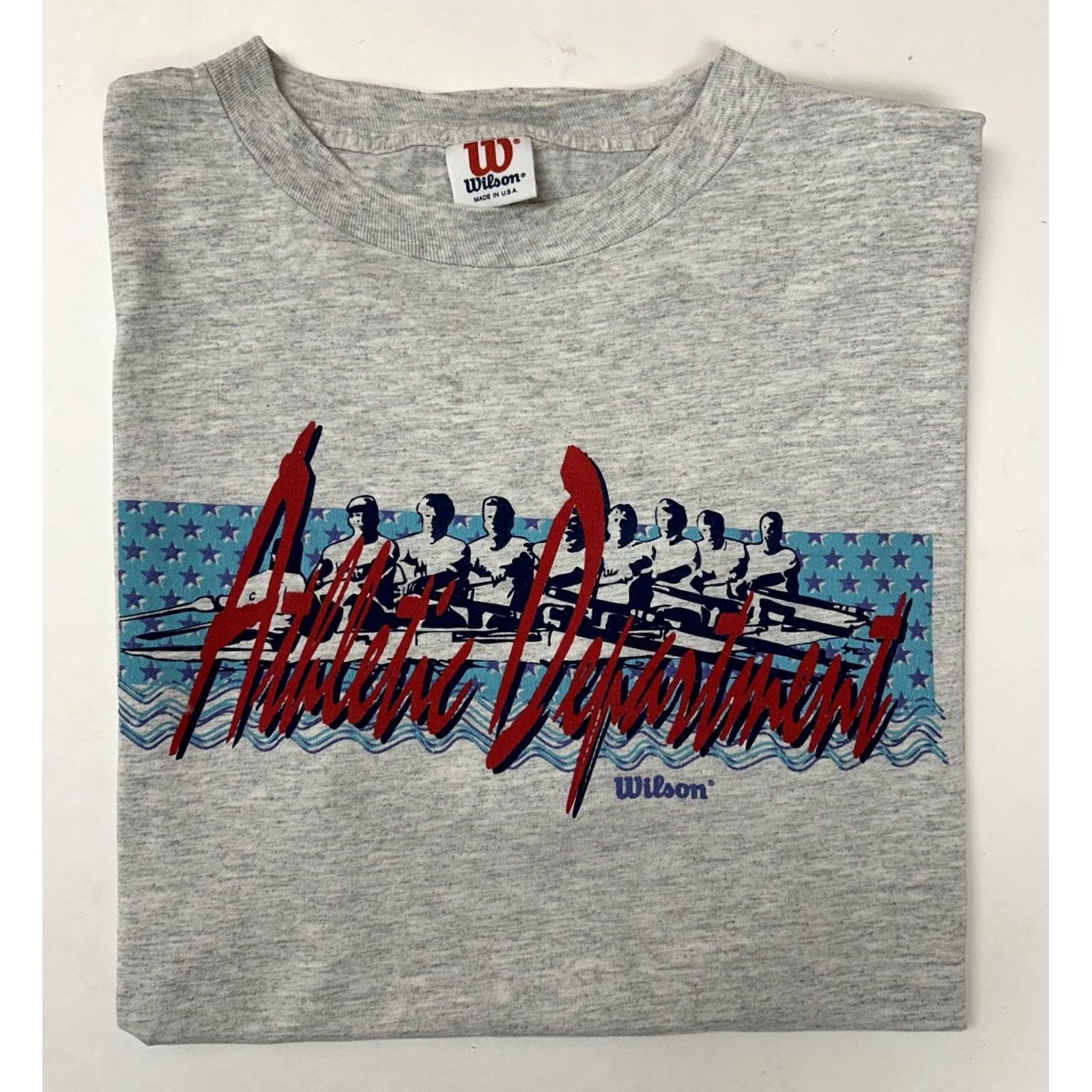Wilson VINTAGE 90s Wilson Rowing Crew Tee Shirt Large USA Athletic Department Gray Size US L / EU 52-54 / 3 - 2 Thumbnail