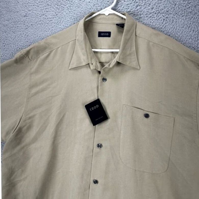 Izod IZOD Button-Down Shirt Mens XL Brown Long Sleeve Pocket Logo NEW Size US XL / EU 56 / 4 - 5 Thumbnail