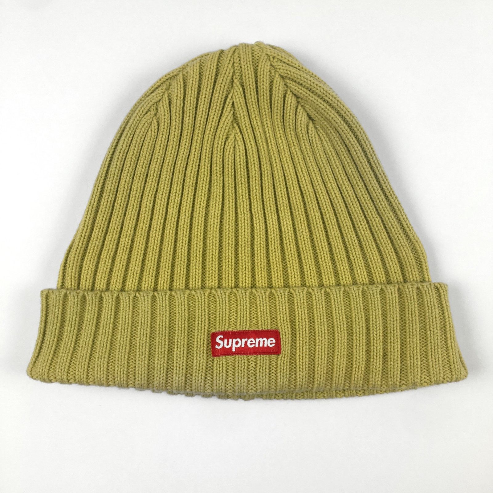 image of Supreme Ss17 Overdyed Ribbed Beanie Small Box Logo Bogo in Green, Men's