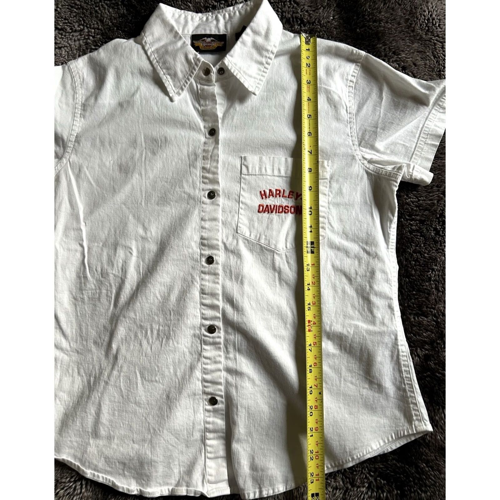 Harley Davidson Harley-Davidson Womens L Button-Up Short Sleeve Shirt Embroidered Pocket Multicolor Size L / US 10 / IT 46 - 6 Thumbnail