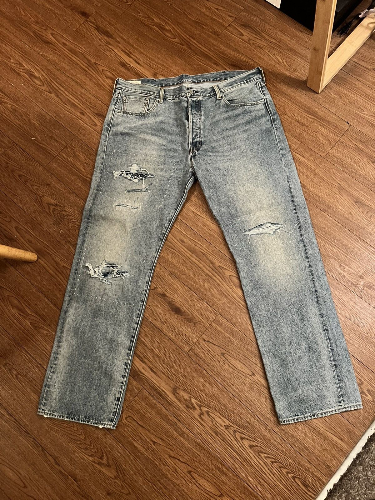 Levi's Levi 501 Selvedge distressed denim Size US 40 / EU 56 - 1 Thumbnail