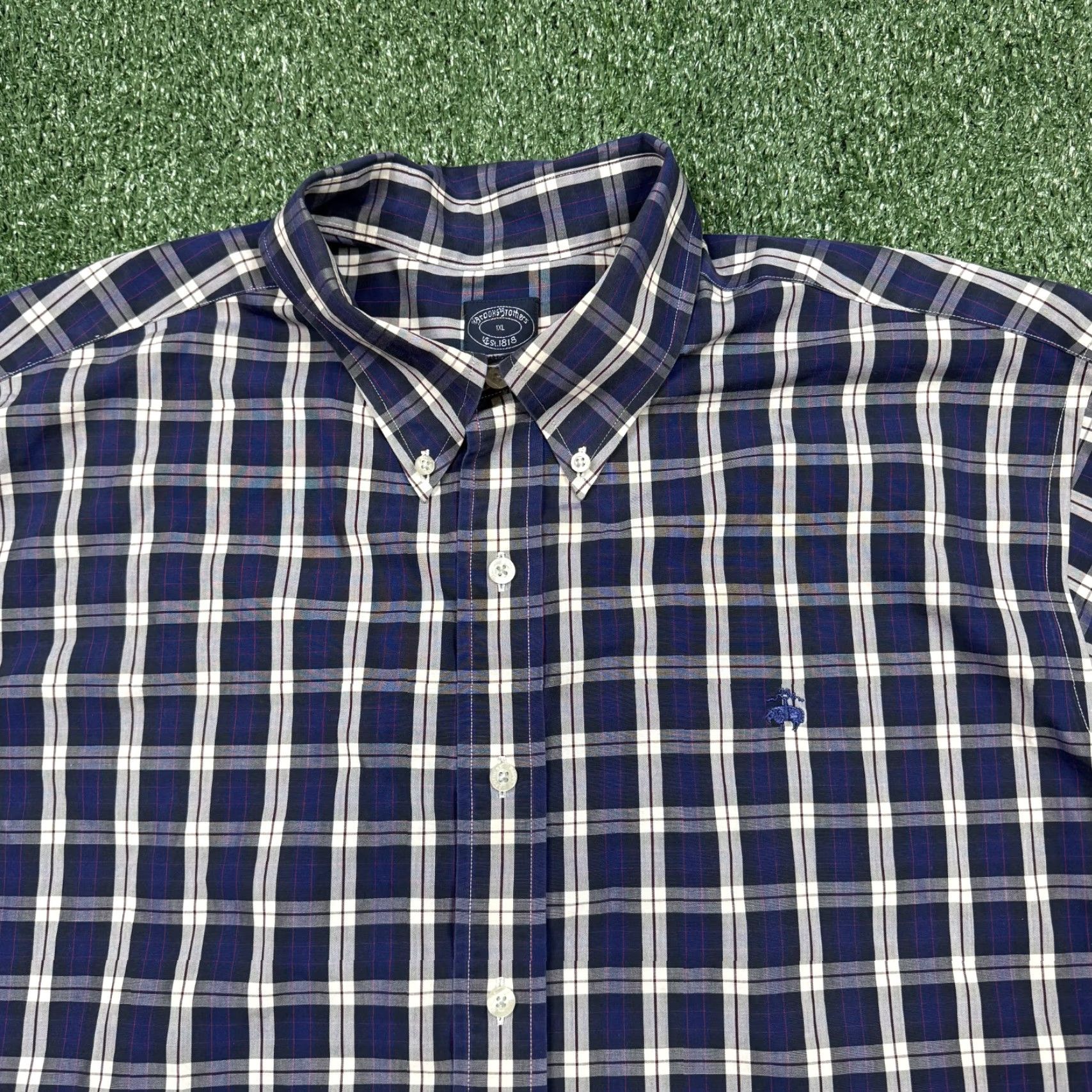 Brooks Brothers BROOKS BROTHERS Button-Up Shirt Men 1XL Blue Plaid Long Sleeve Casual Business Regular Fit Mens Size US XL / EU 56 / 4 - 5 Thumbnail