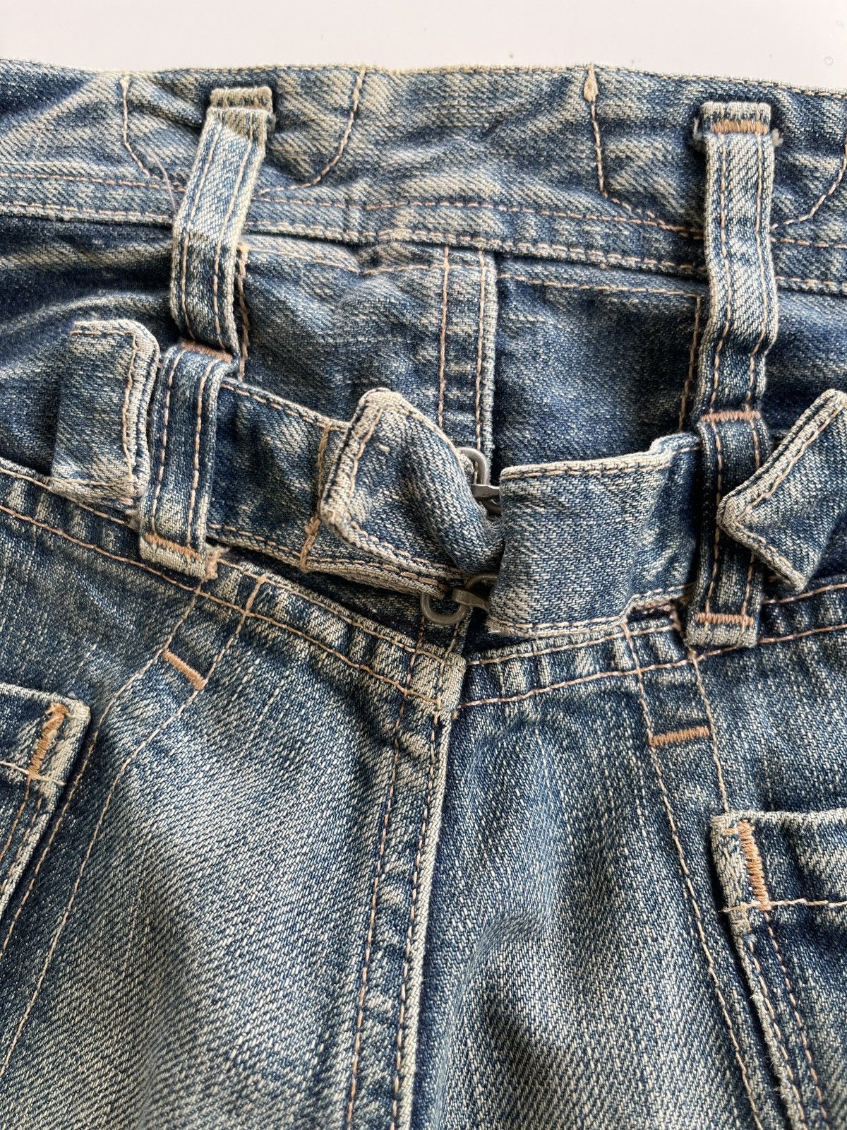 Vintage R.Newbold Old & New Selvedge Buckle Patchwork Limited Denim Size US 31 - 12 Thumbnail
