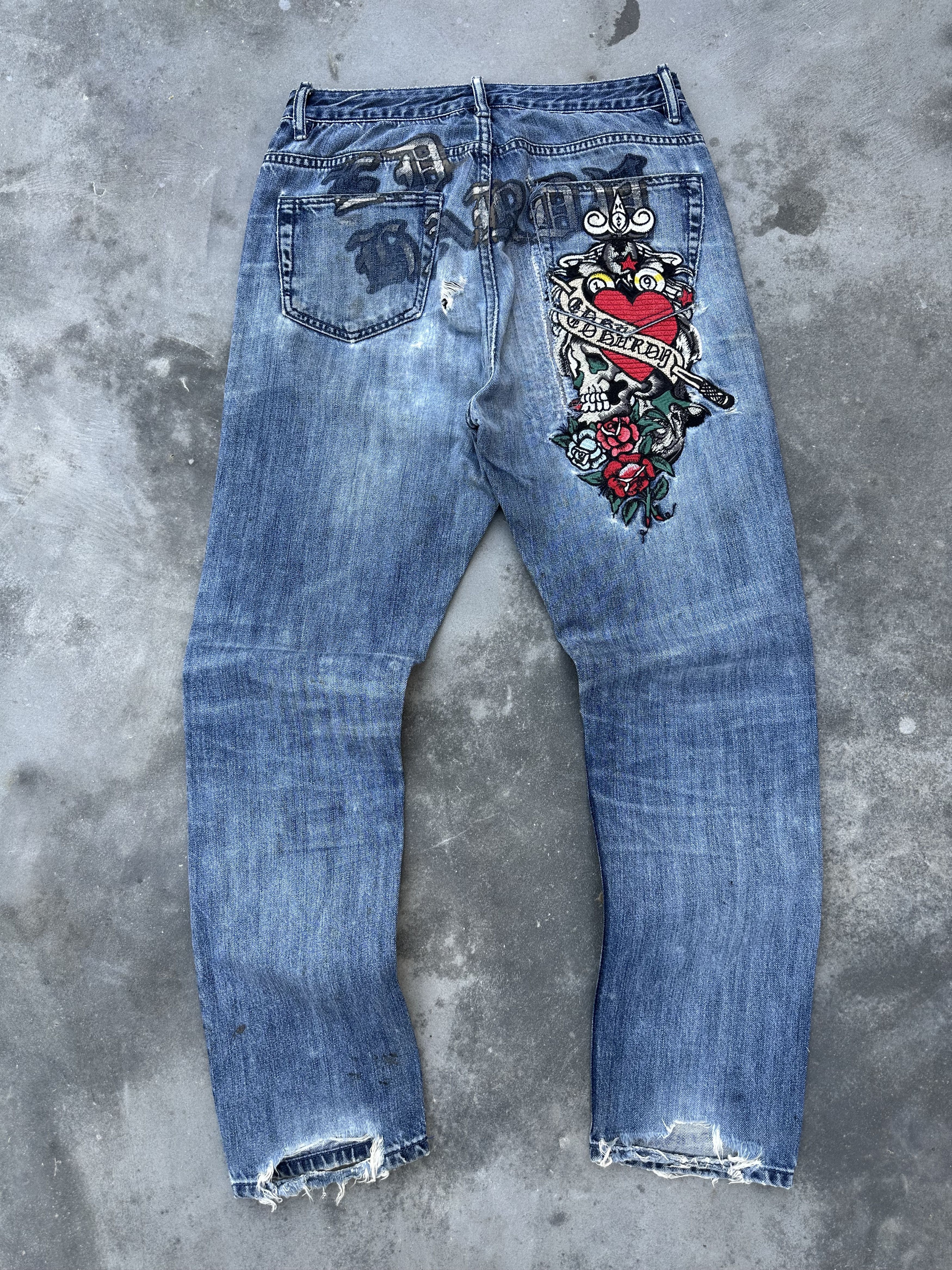 Ed Hardy Vintage Ed hardy skull embroidery jeans Size US 30 / EU 46 - 2 Thumbnail