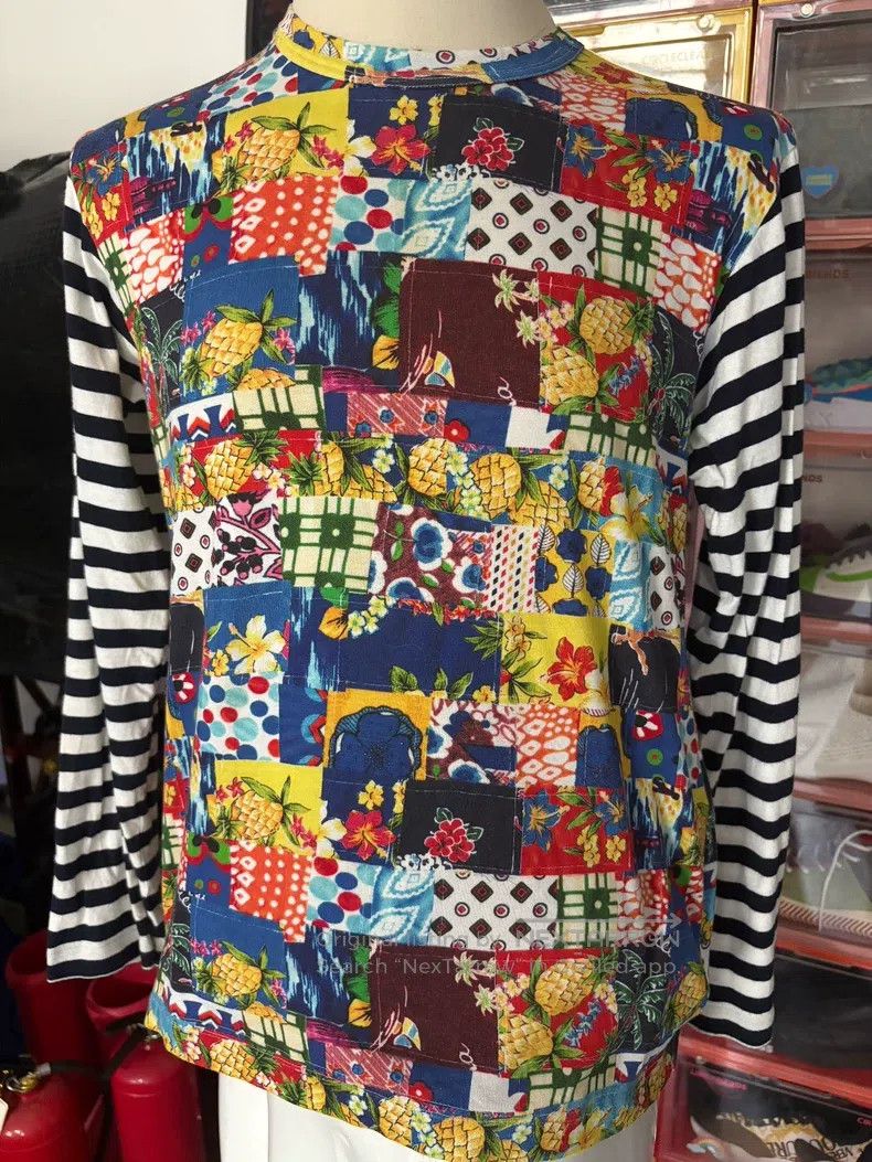 Comme des Garcons Comme Des Garcons Floral Patchwork Long Sleeve T-shirt, Si Size S / US 4 / IT 40 - 1 Thumbnail