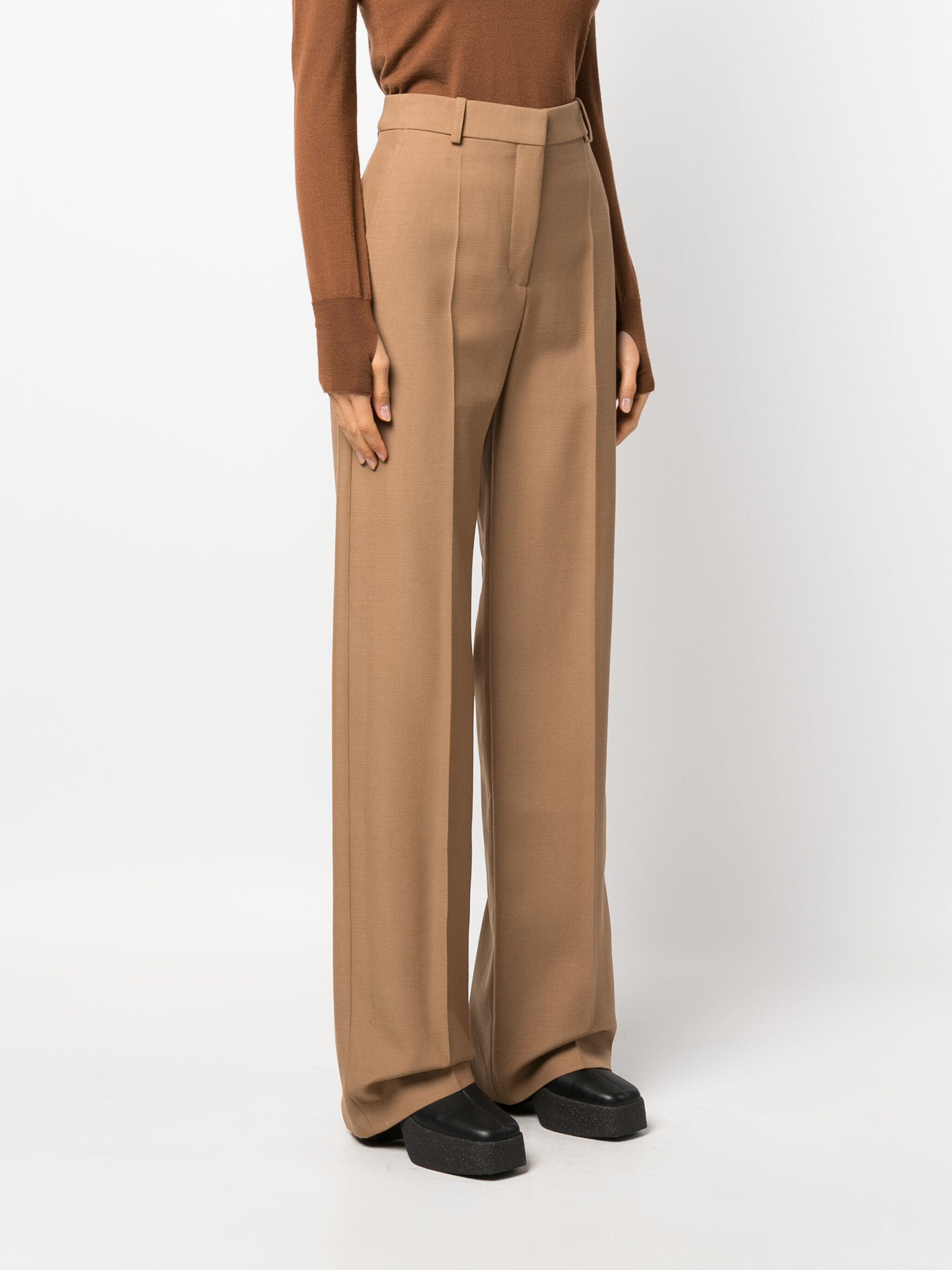 Stella McCartney o1s22i1n1024 Straight Wool Trousers in Brown Size 28" / US 6 / IT 42 - 3 Thumbnail