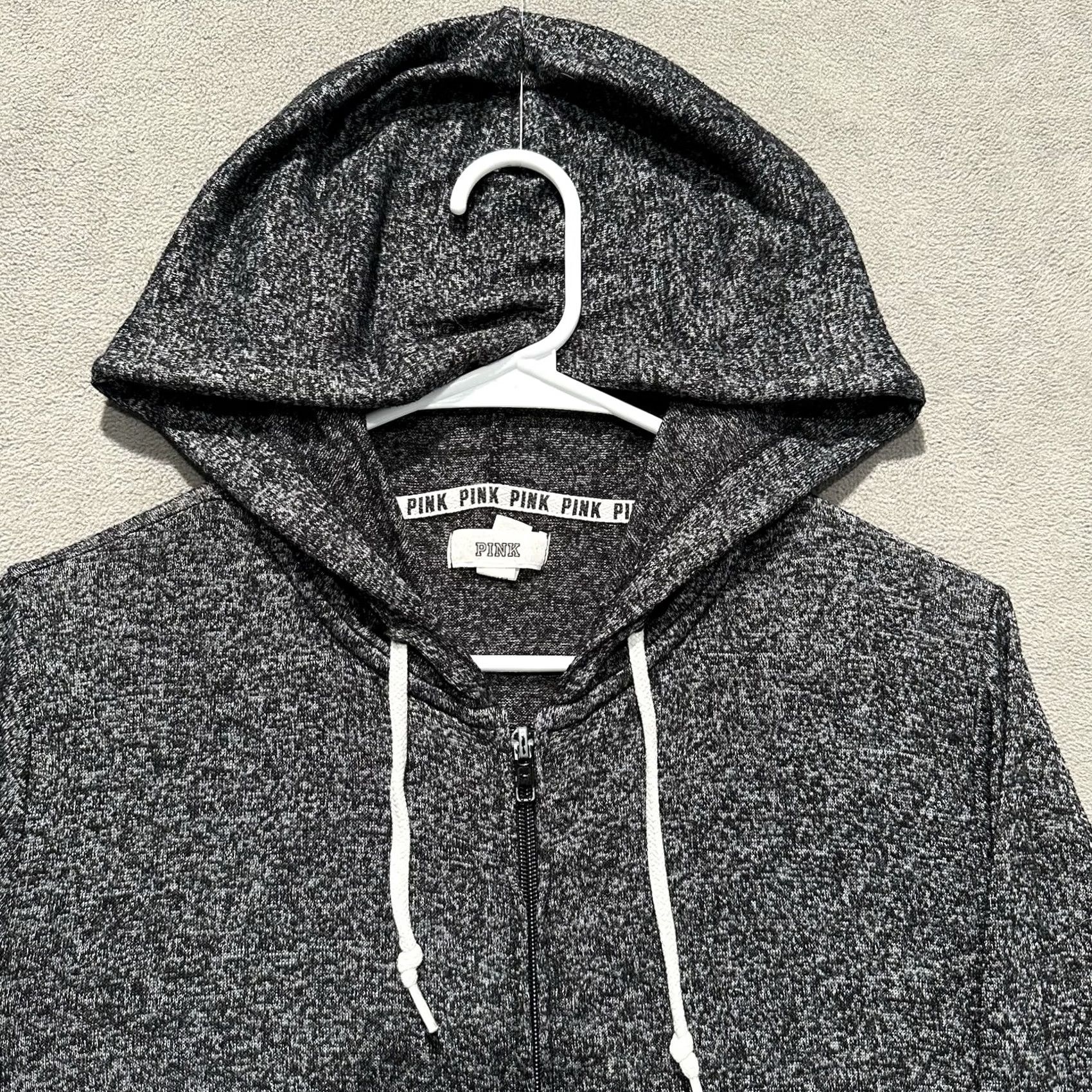 Pinko Victoria's Secret PINK Hoodie Womens S Black/Gray Full Zip Spellout Logo Stretch Size S / US 4 / IT 40 - 5 Thumbnail